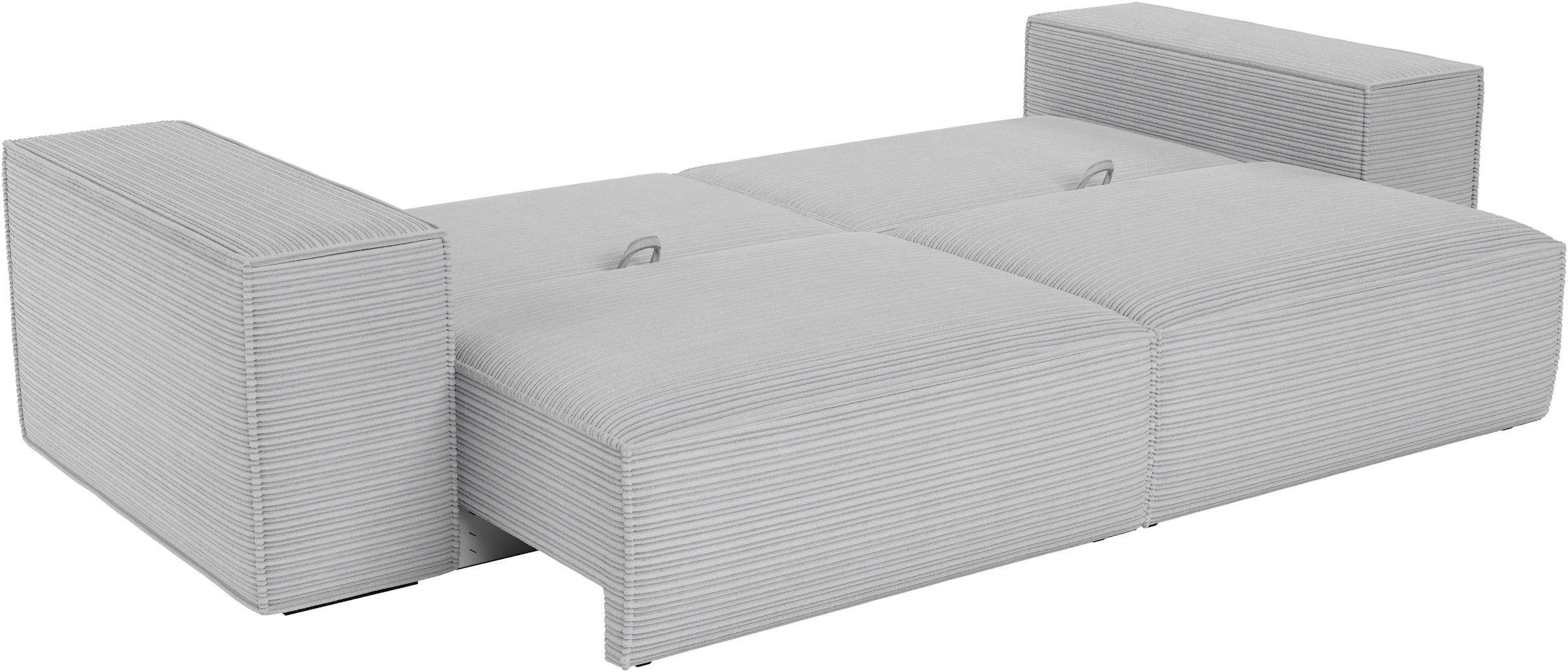Trends by HG Big-Sofa »Conor XL, B: 268cm, Liegefläche: 138 x 194 cm, in Cord und Velours« mit Schlaffunktion und Bettkasten