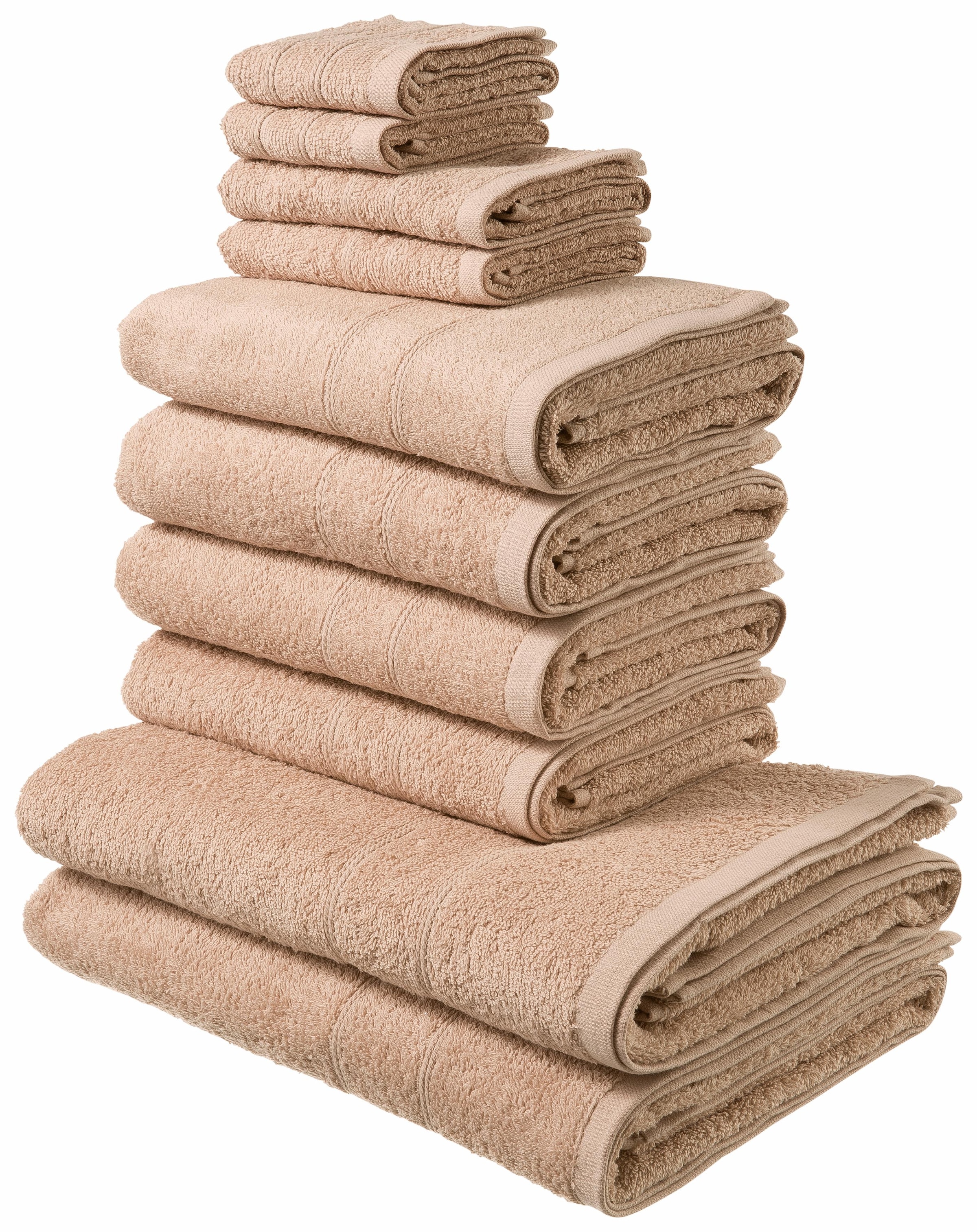 my home Handtuch Set »Inga«, Set, 10 tlg., Walkfrottee, Handtücher mit feiner Bordüre, Handtuchset aus 100% Baumwolle