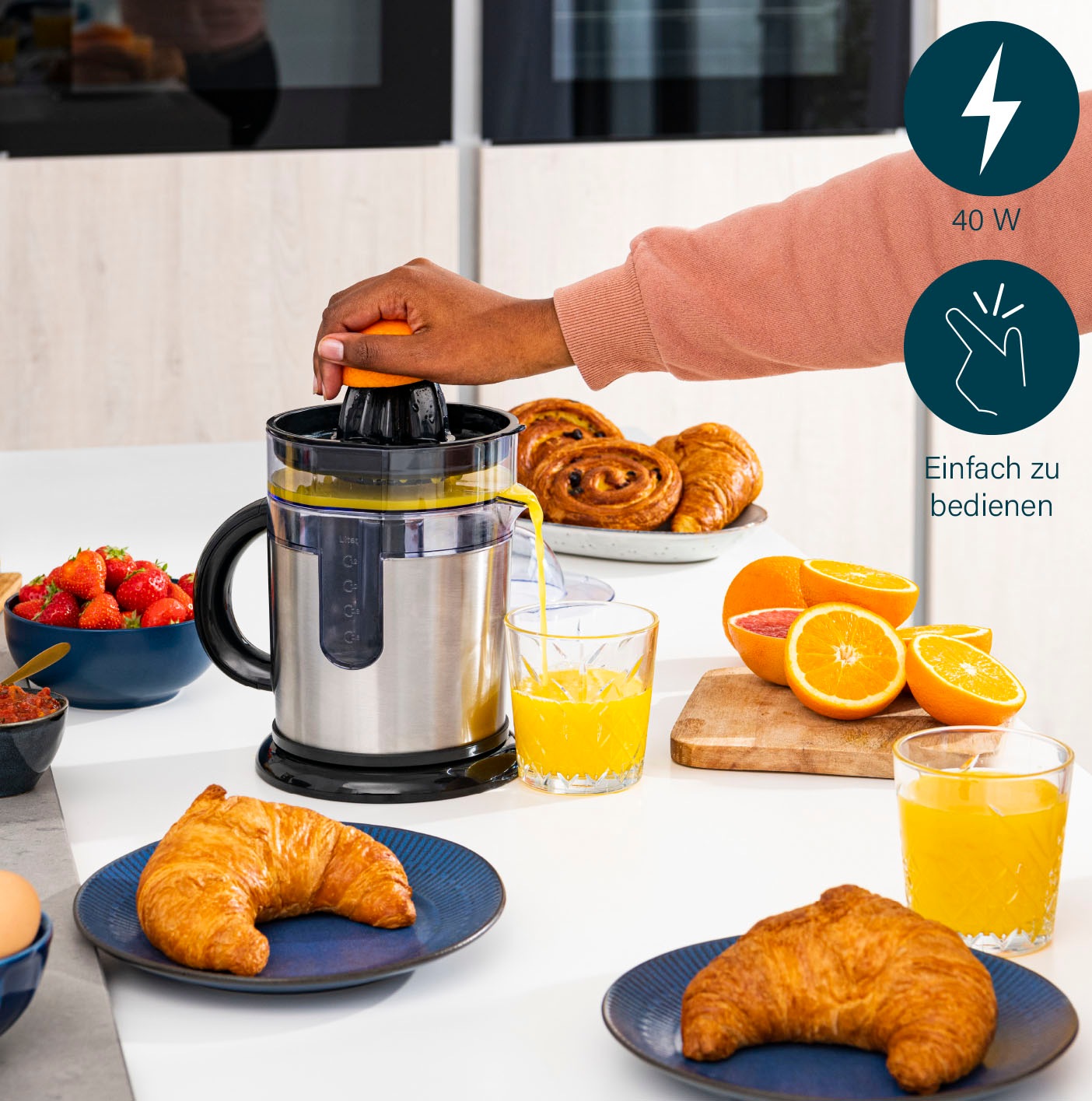 PRINCESS Entsafter »201975«, 40 W, Duo Juicer – Innovativer Zusatzsaftbehälter – Edelstahlausführung