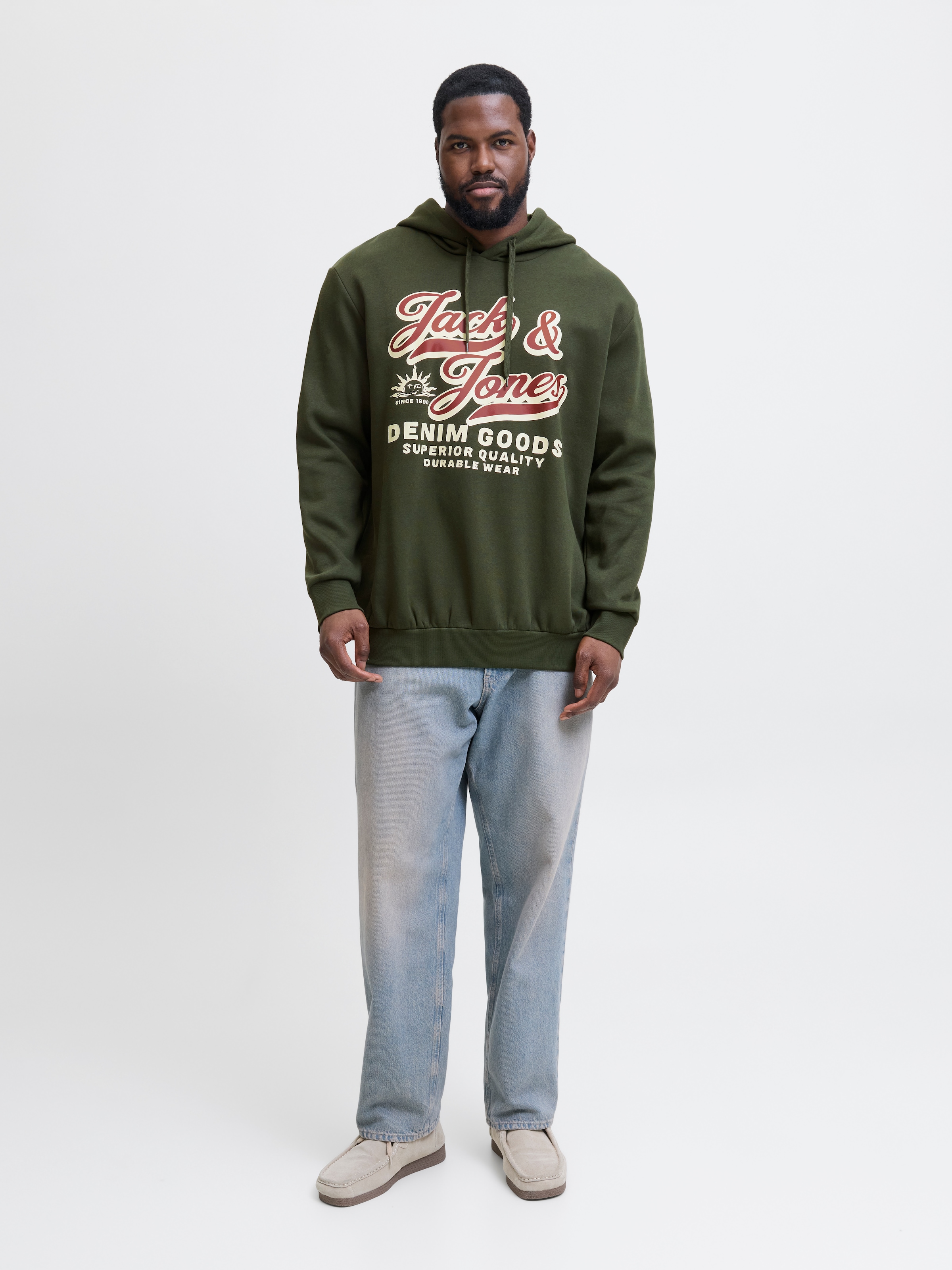 Jack & Jones PlusSize Hoodie »JJELOGO SWEAT HOOD 2 COL 24/25 NOOS PLS«, mit Logo Frontprint
