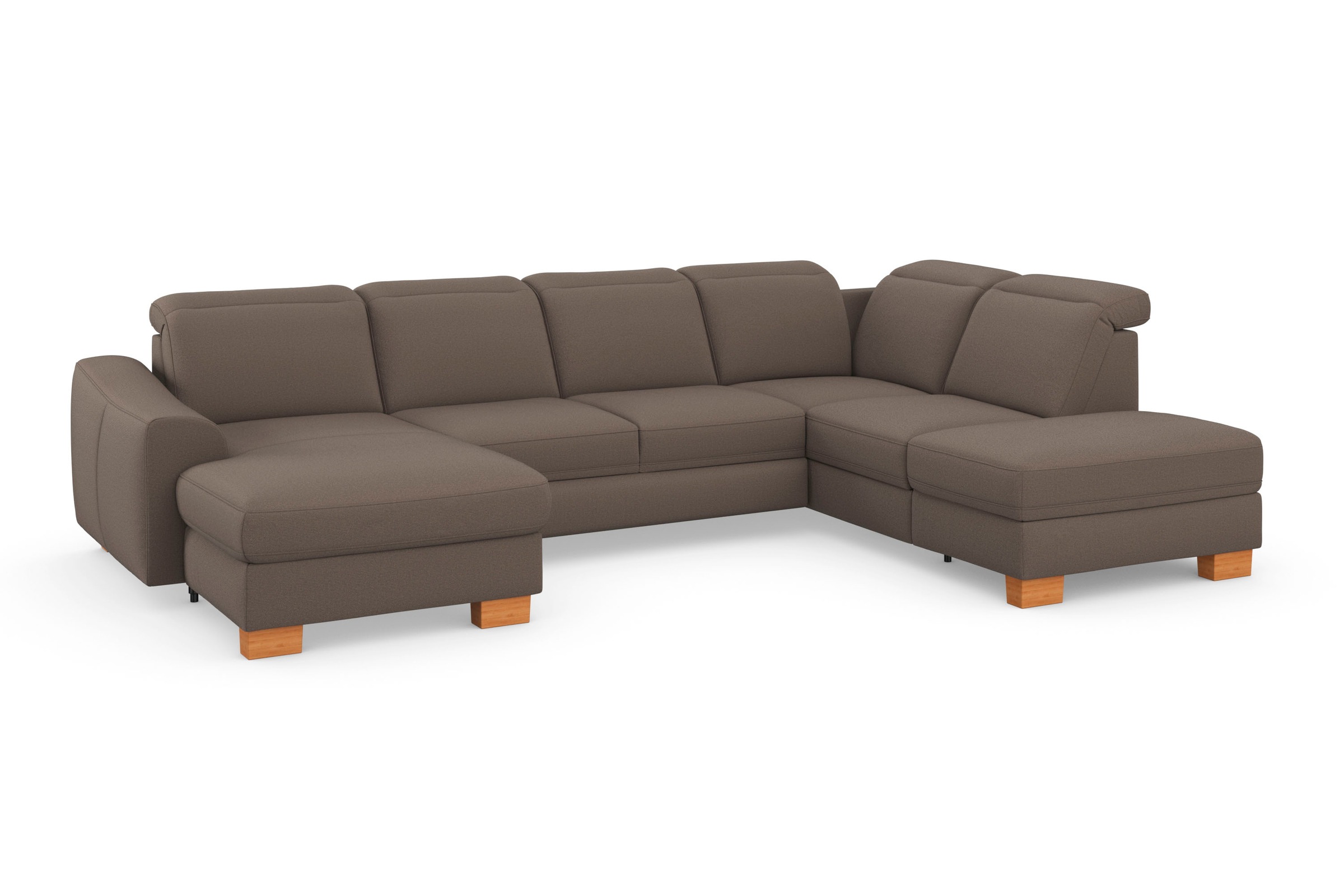 sit&more Wohnlandschaft »Dundee U-Form«, mit Federkern und Massivholzfüßen, wahlweise mit Kopfteilverstellung