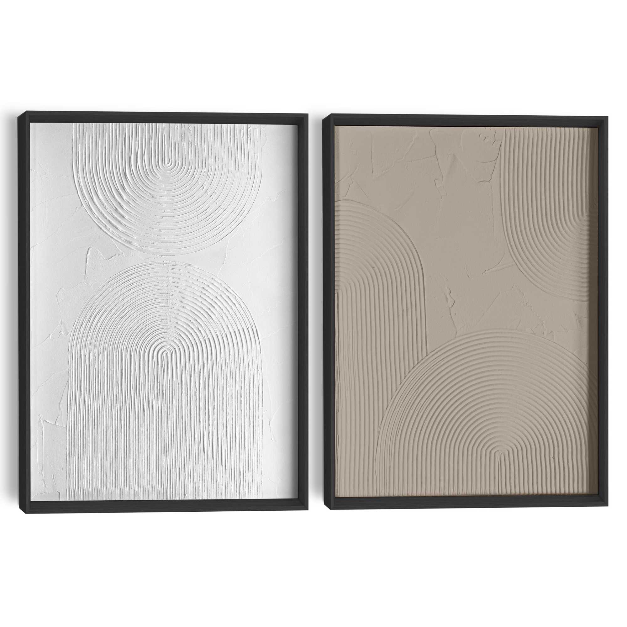 Reinders! Wandbild »Reliefbögen« 2 Stk. tlg. Wohnzimmer - Schwarz-Weiß - MDF - Abstrakt - 30x40 cm