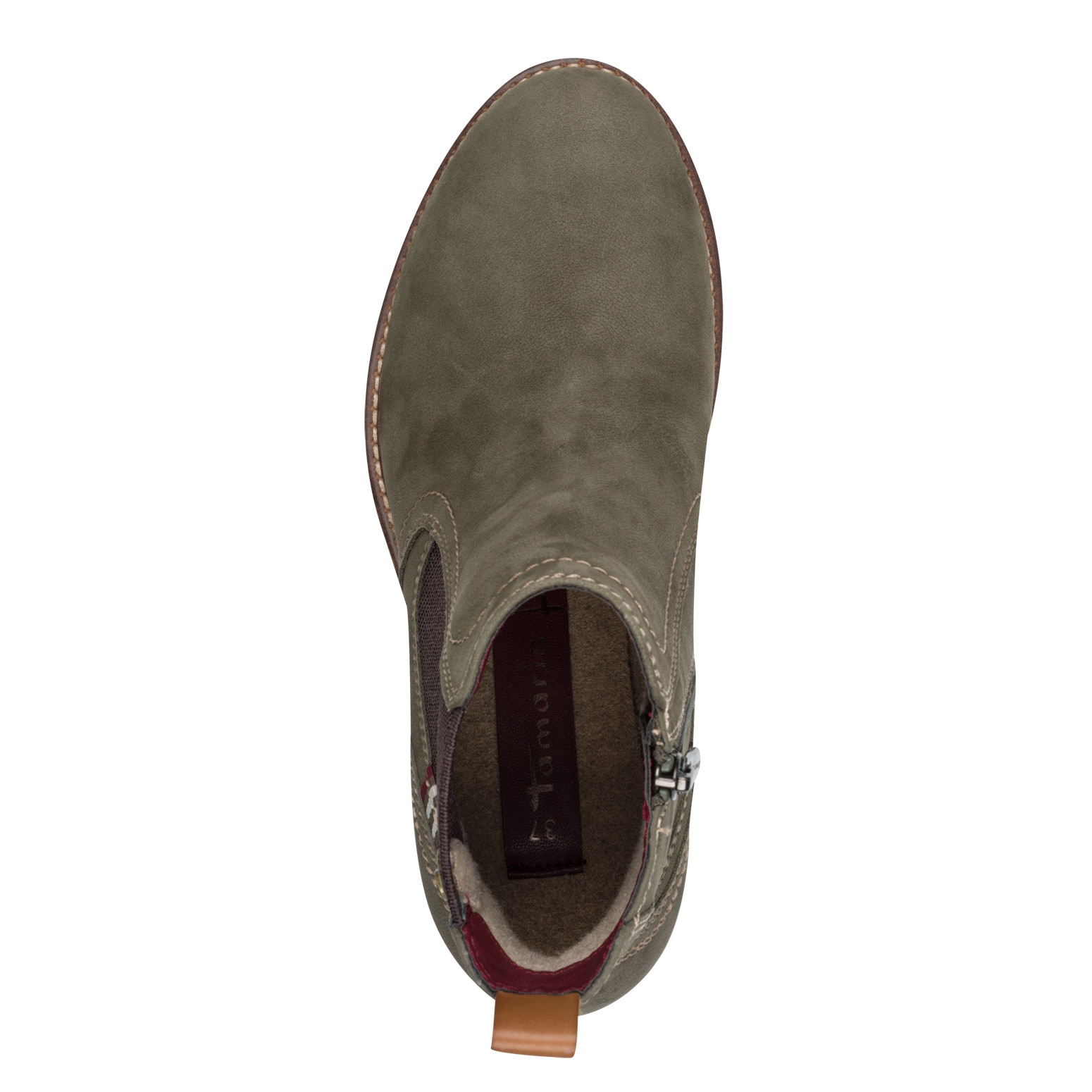 Tamaris Chelseaboots  , Blockabsatz, Stiefelette mit Kontrastnähten und Kontrastdetails