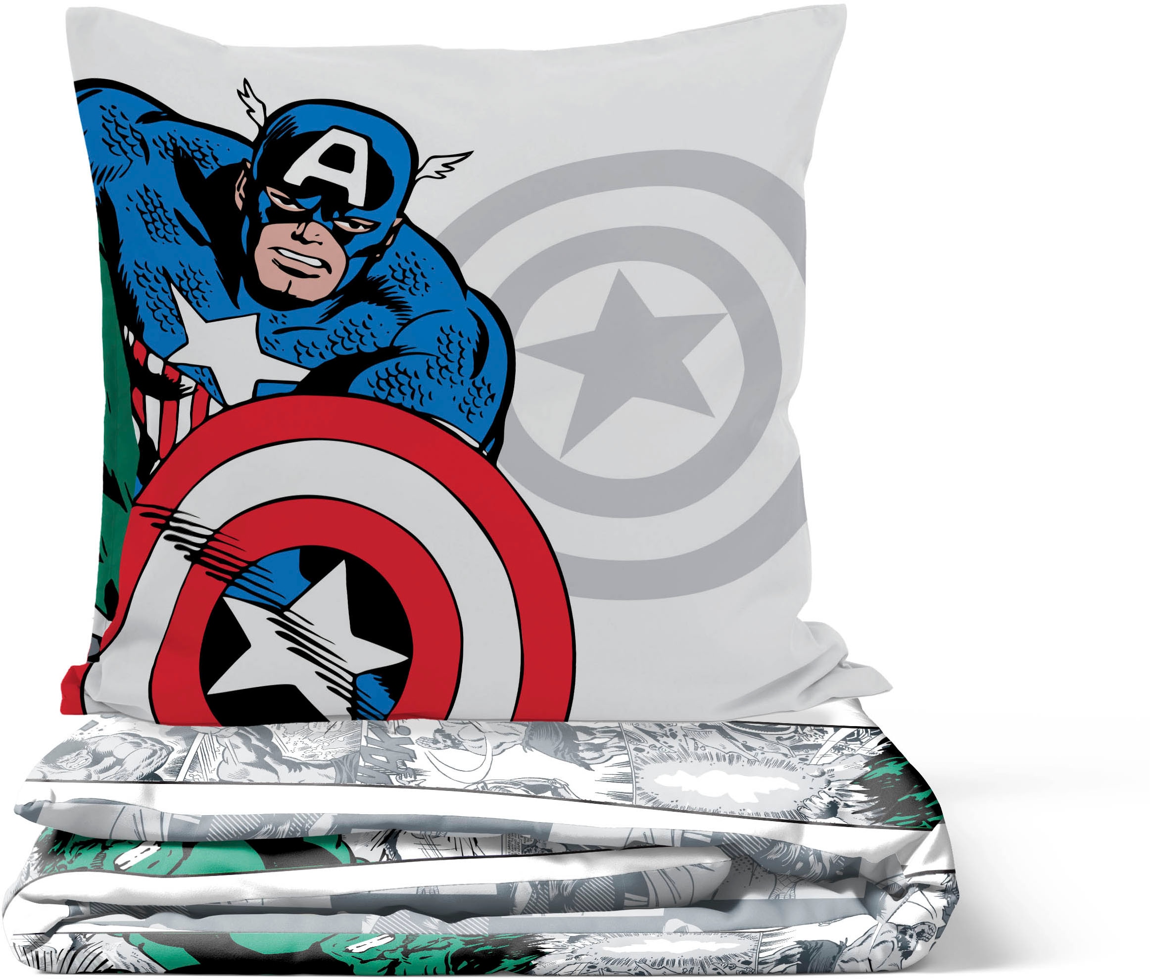 MARVEL Kinderbettwäsche »Marvel Comics Bettbezug-Set 135x200 cm + Kissenbezug 80x80 cm« 2 tlg. 100 % Baumwolle, maschinenwaschbar, wendbar