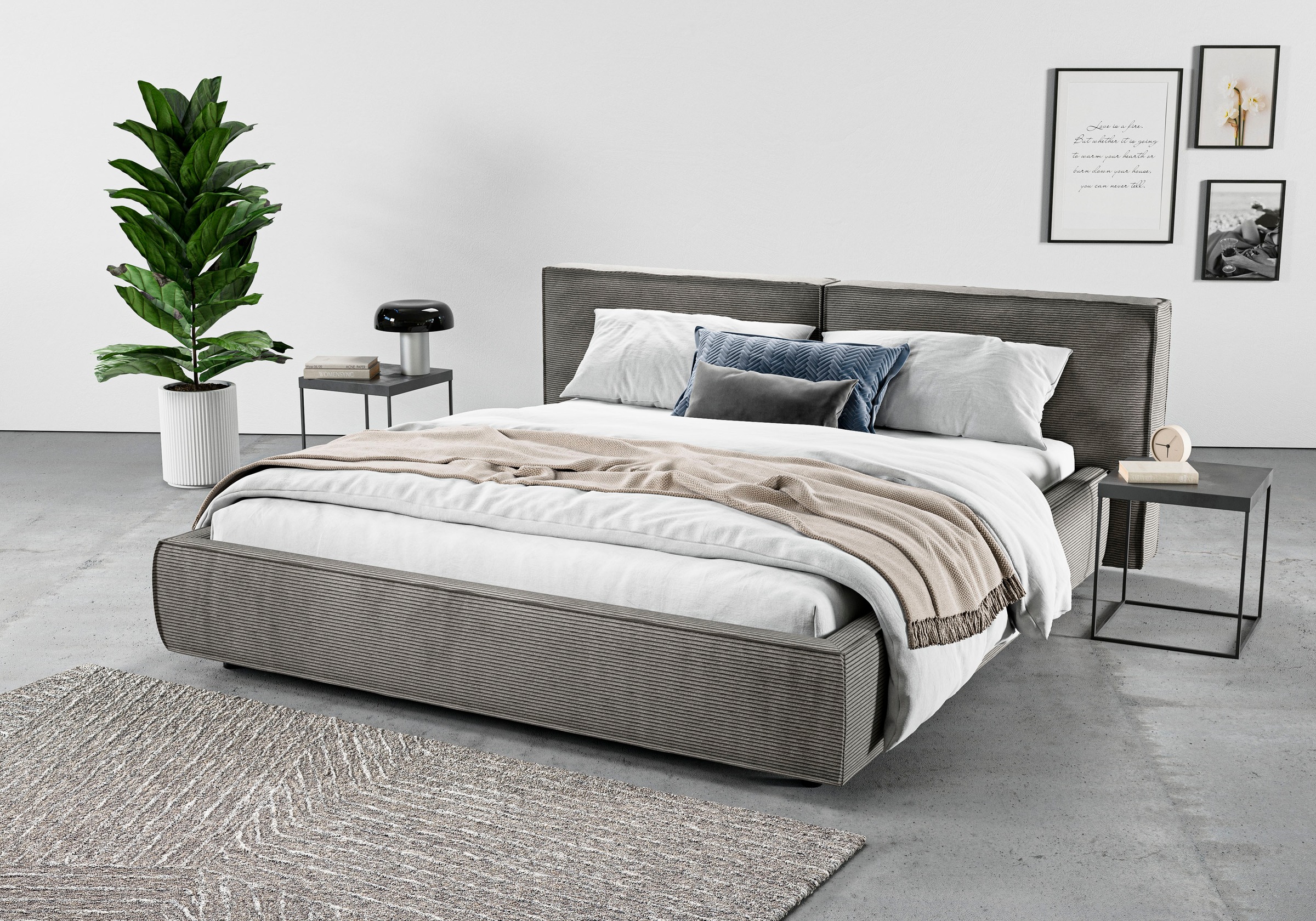 Home affaire Polsterbett »Adrina mit Biesenoptik, Feincord und Luxus-Microfaser« bis 280kg, auch in Überlänge 220 cm, 4 Breiten bis 200cm