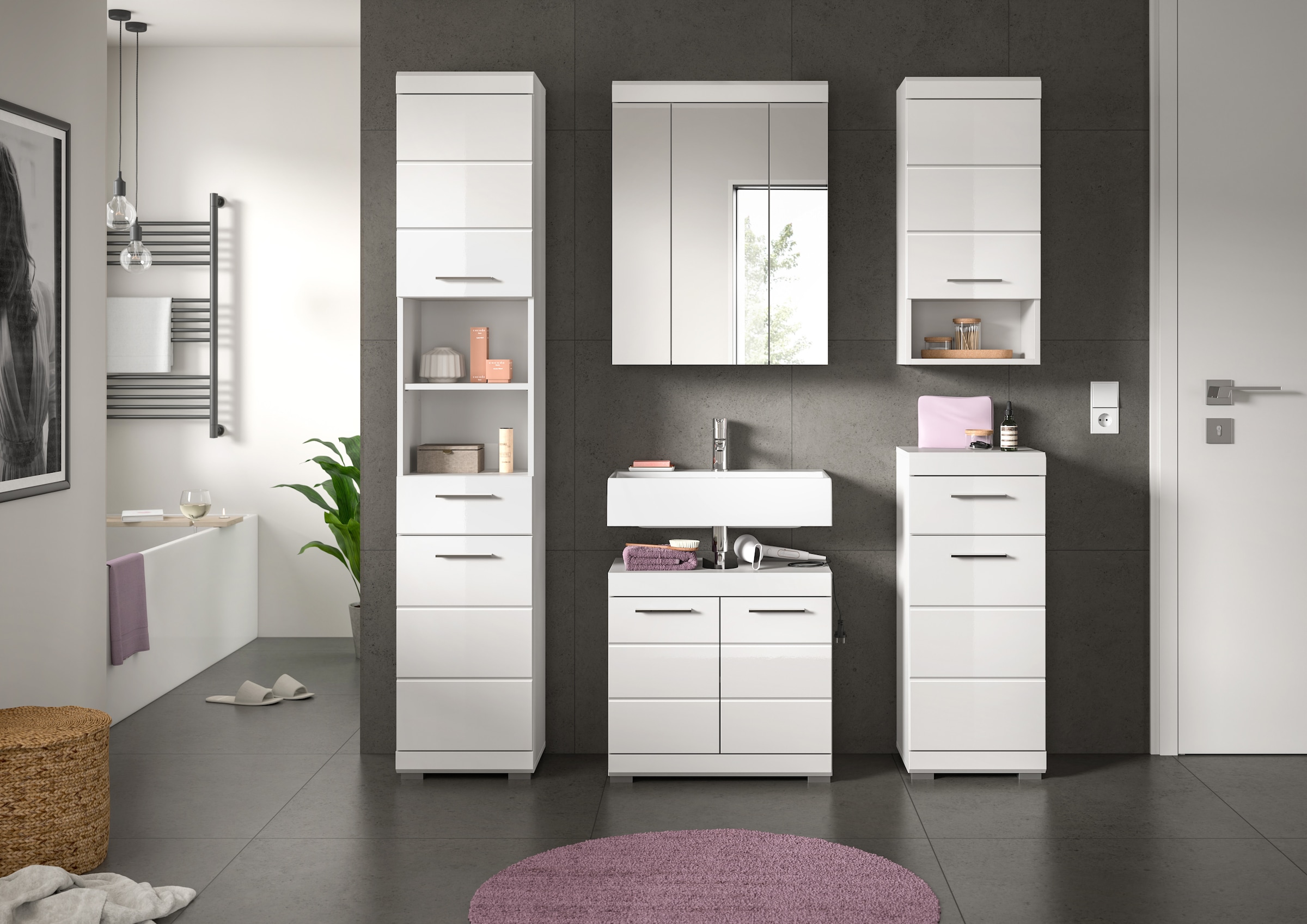 welltime Badmöbel-Set »Siena, 5 teilig, bestehend aus:« Set, TOPSELLER!, 5 Stk. tlg.