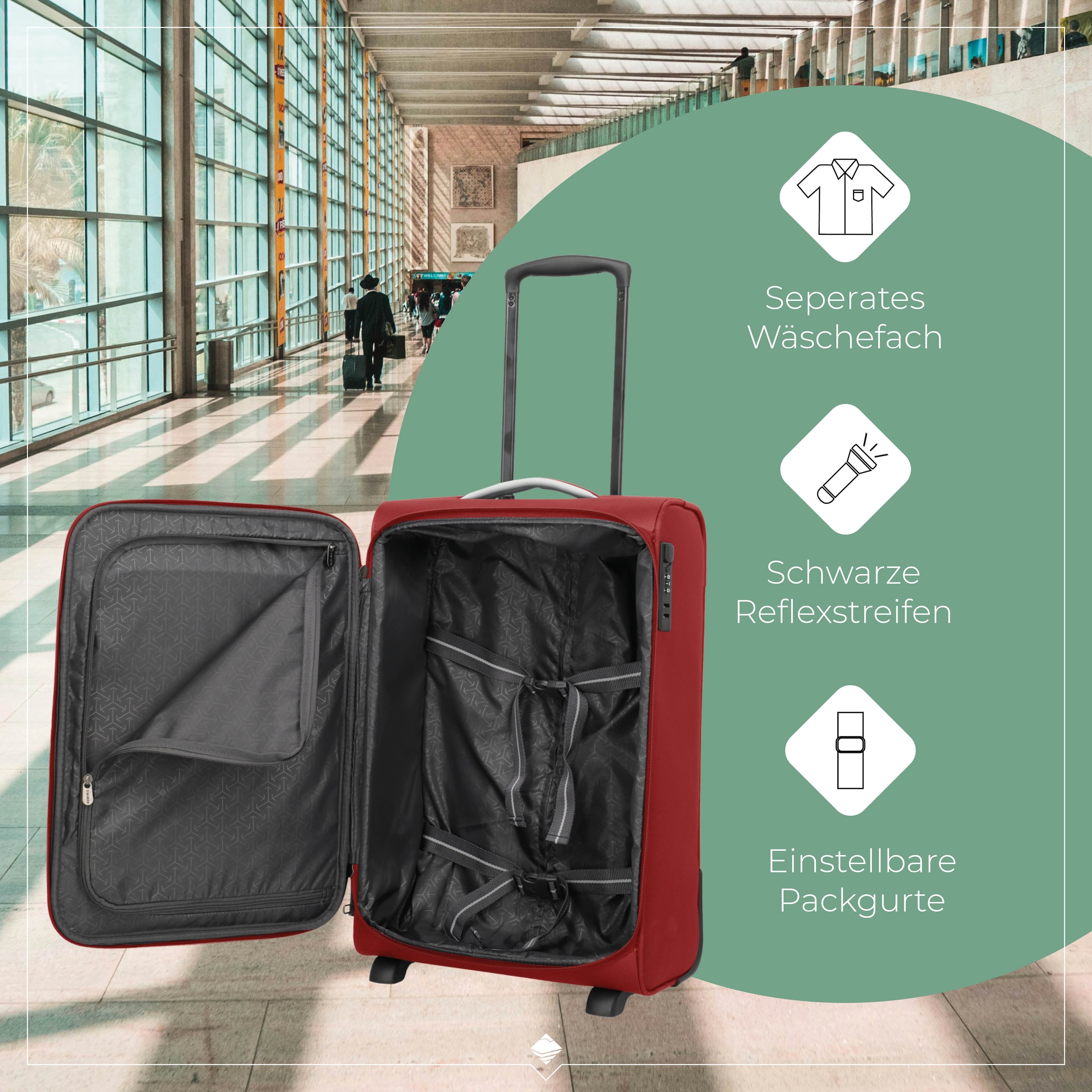 travelite Handgepäck-Trolley »JETPACK Slim 2 Cabin Handgepäck Koffer« 40 l 4 Rollen