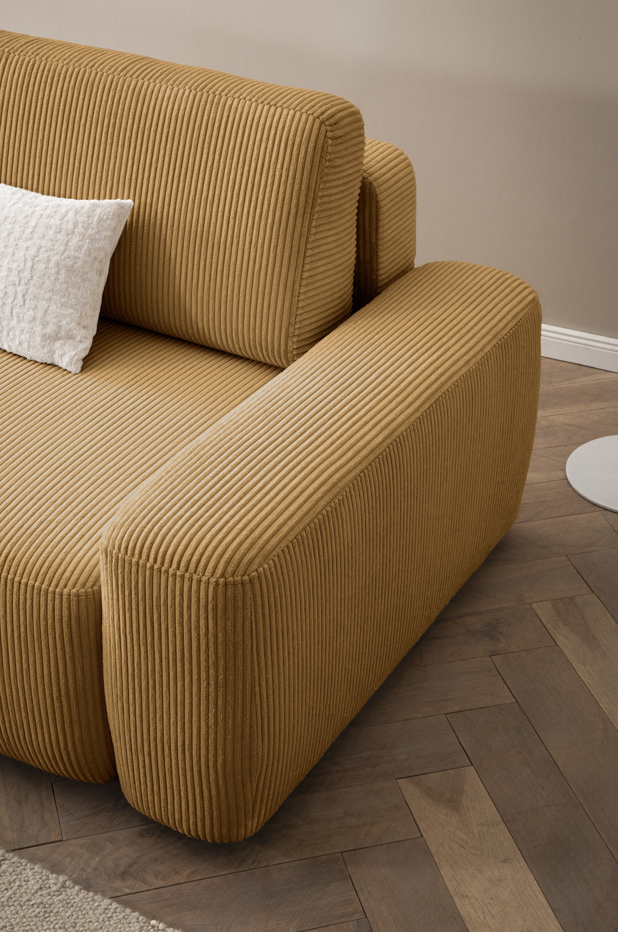 Home affaire Ecksofa »TORGE (264cm), Schlafsofa in Cord, Samtvelours o Struktur fein, L-Form« Schlaffunktion, Bettkasten, Liegefläche: 125/210 cm