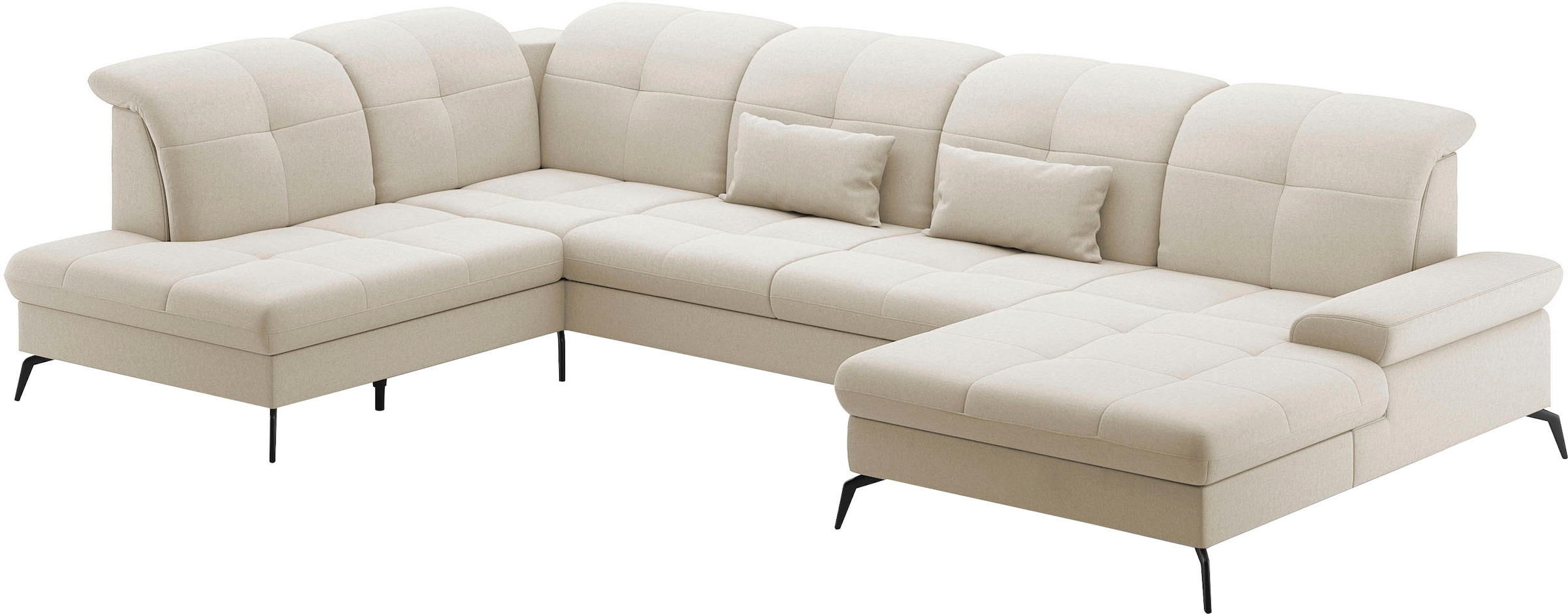 sit&more Wohnlandschaft »Amica, U-Form, inkl. Sitztiefenverstellung und Armteilverstellung«, wahlweise mit Kopfteilverstellung, Bettfunktion und Bettkasten