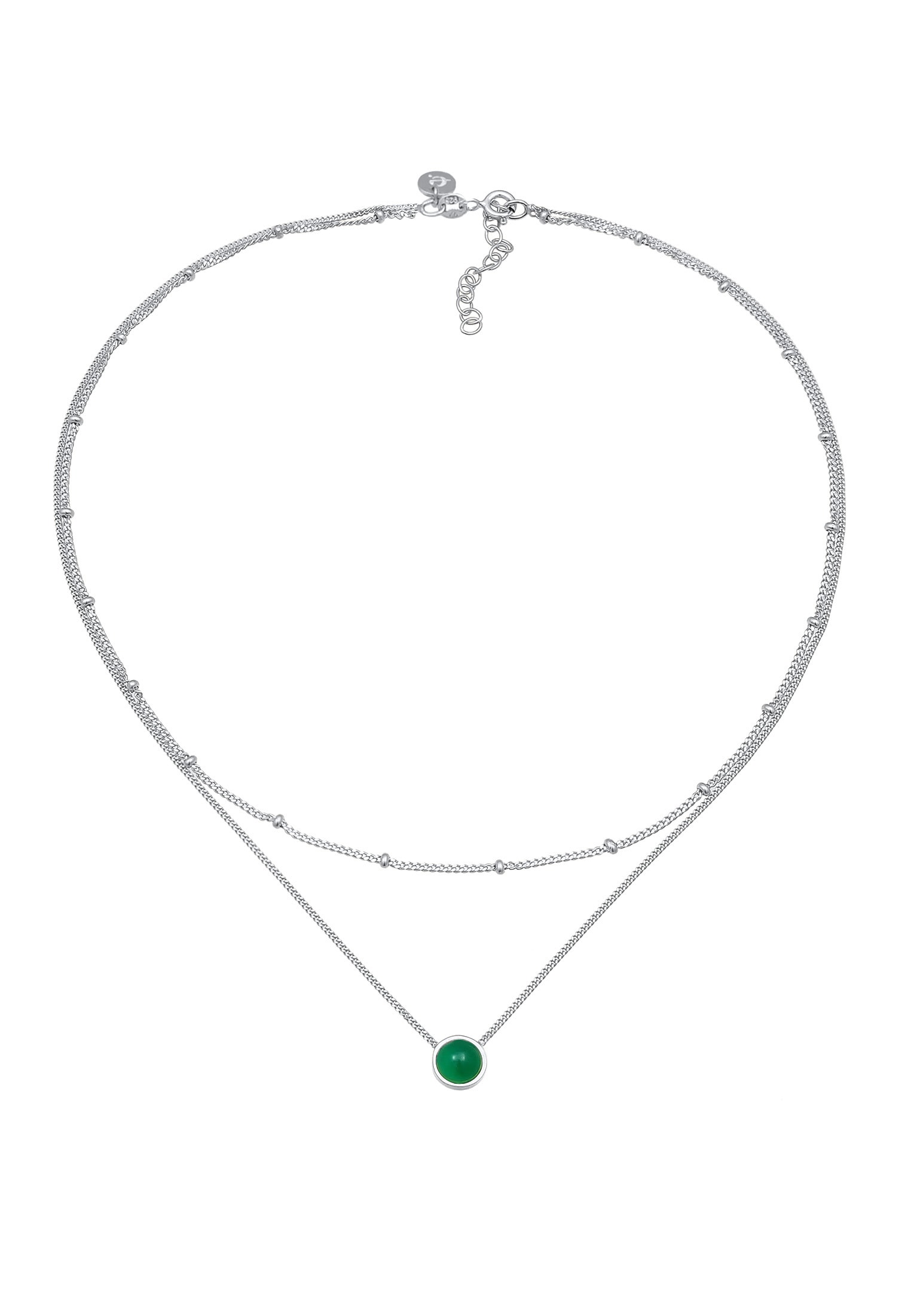 Elli Premium Silberkette »Halskette Choker Layer Achat Kugelkette 925 Silber«