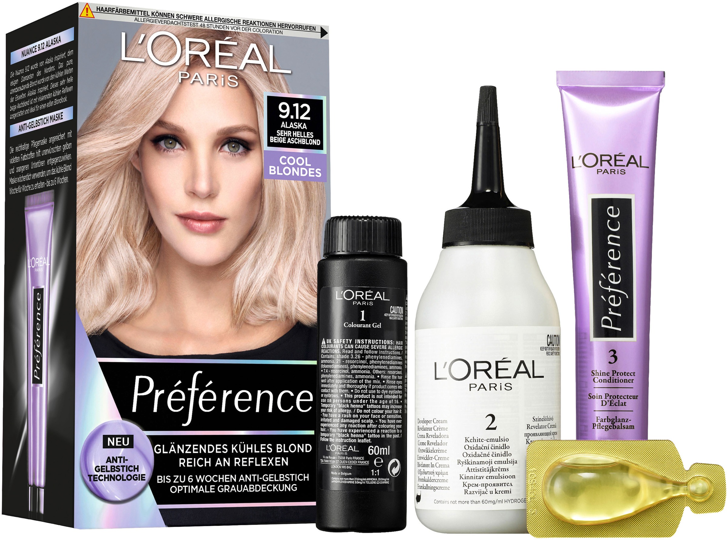 L'ORÉAL PARIS Coloration »Préférence Cool Blondes«, (Packung, 3 tlg.), mit pflegender Formel