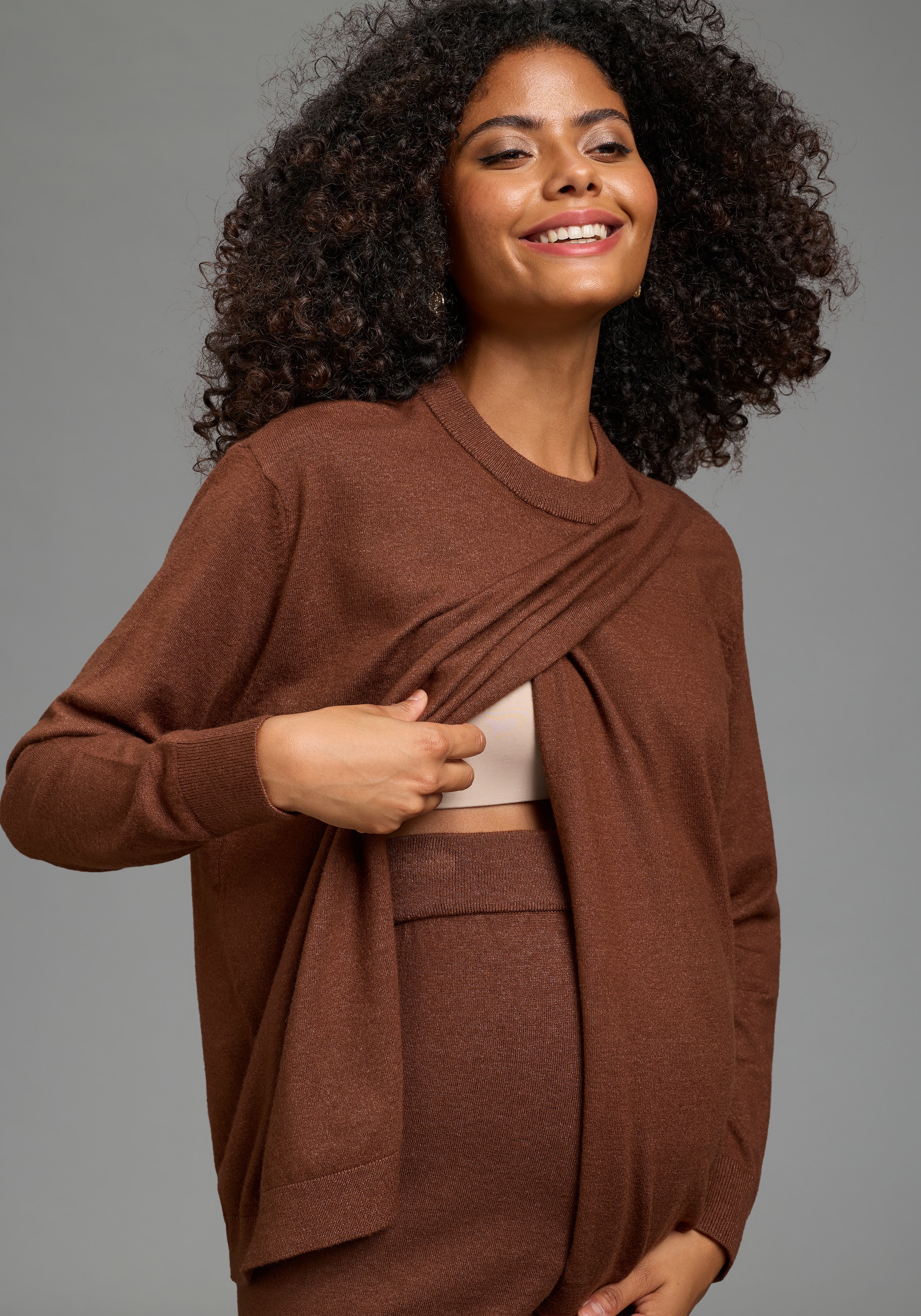 Neun Monate Umstandspullover »Pullover für Schwangerschaft und Stillzeit« Umstands-Pullover mit praktischer Öffnung zum Stillen