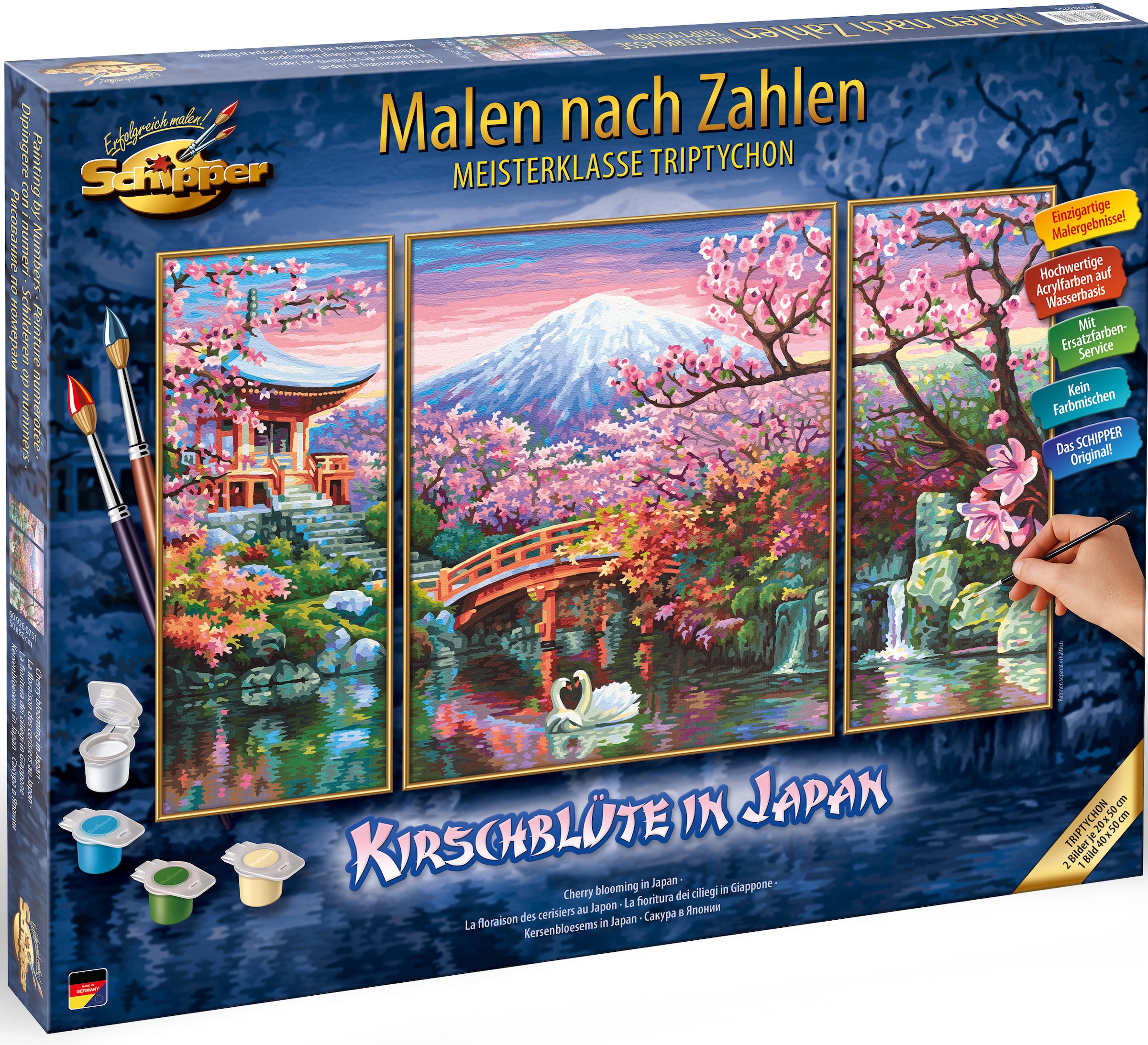 Schipper Malen nach Zahlen »Meisterklasse Triptychon - Kirschblüte in Japan«, Made in Germany