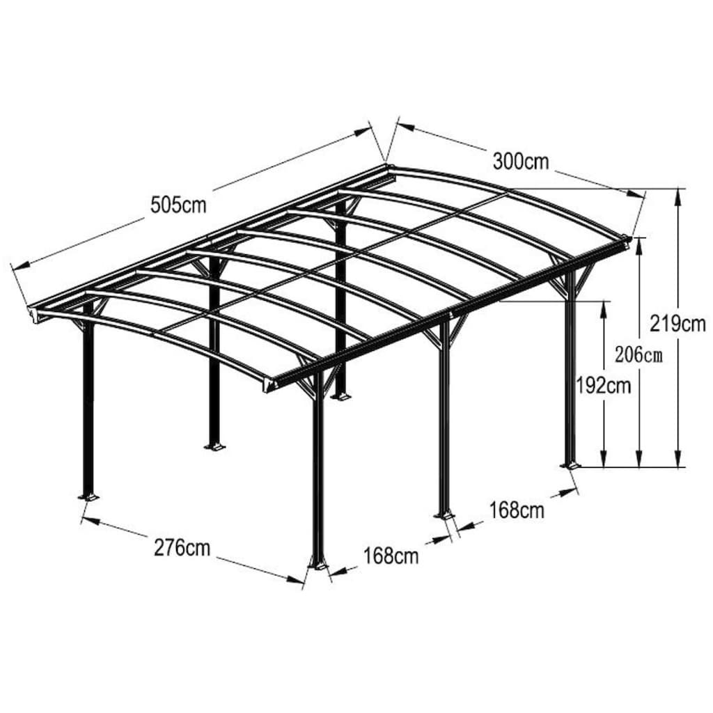 WESTMANN Einzelcarport »Rundbogen«, Aluminium, 276 cm, Anthrazit