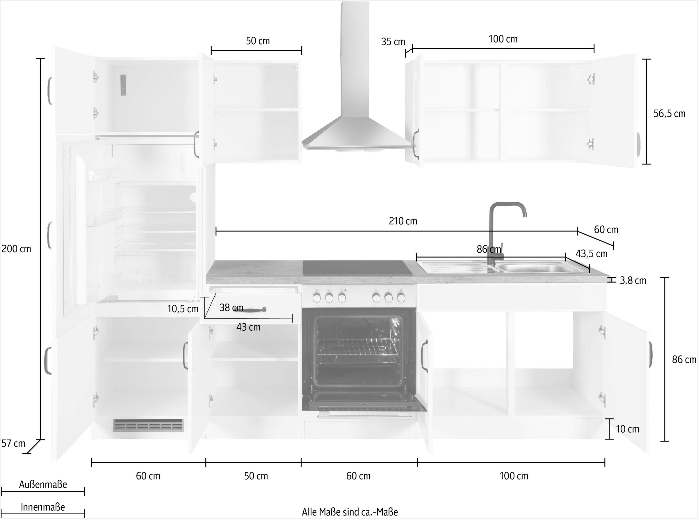 wiho Küchen Küchenzeile »Erla«, mit E-Geräten, Breite 270 cm