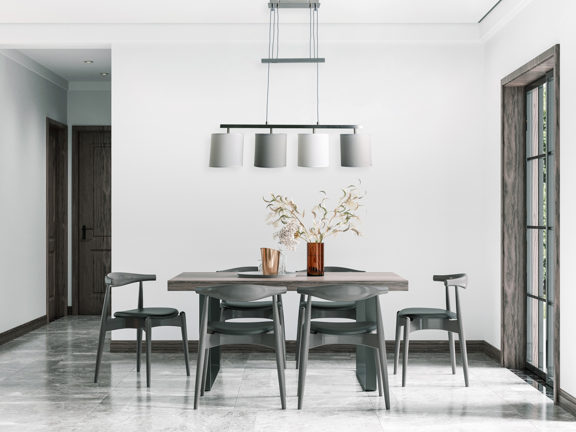 näve Pendelleuchte »Tilde« E27 1 Stk. 4 x E27 mit Textilschirmen je 2 x in grau und weiß höhenverstellbar