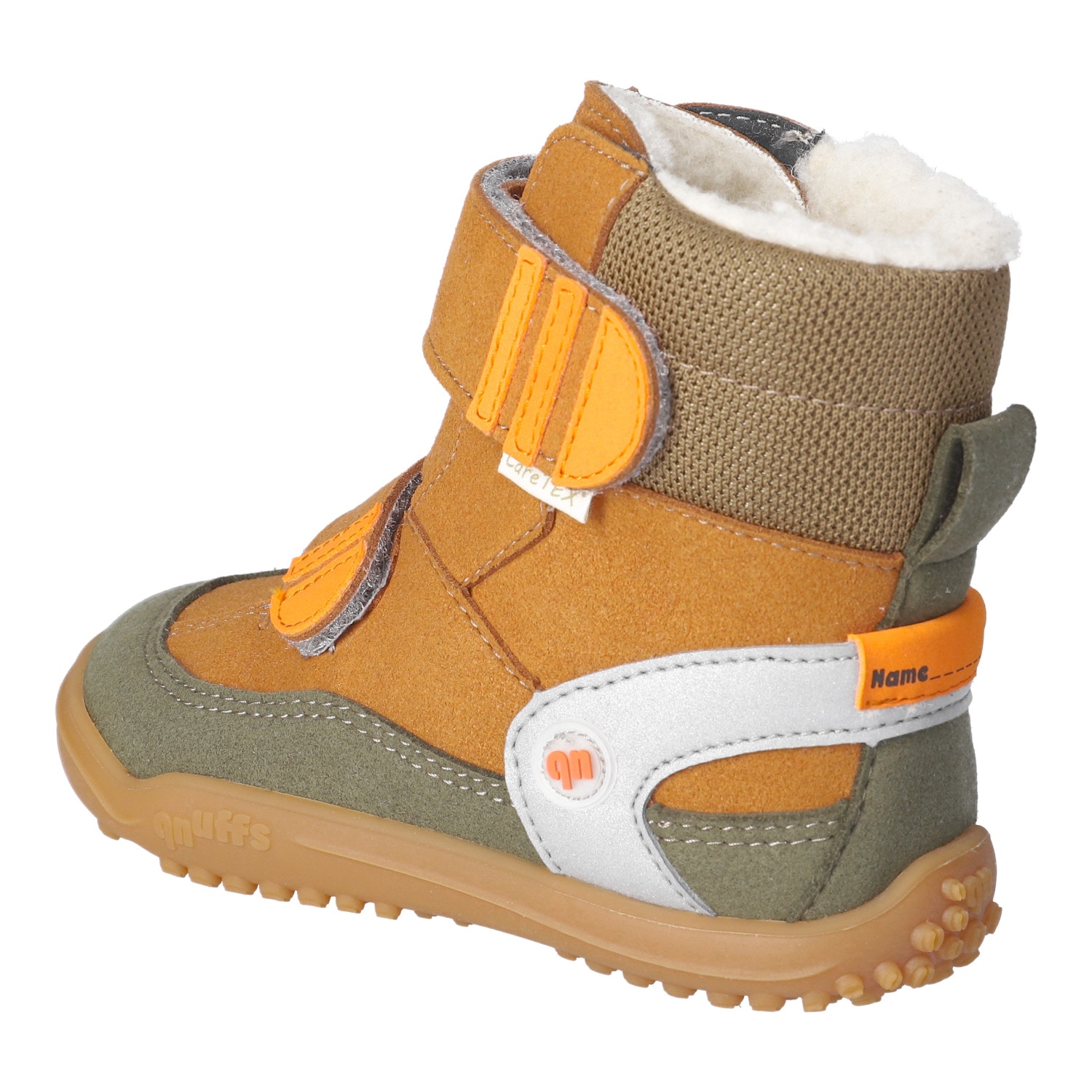 qnuffs Barfußschuh »TANNE«  Klettboots, Winterboots mit praktischem Namensschild an der Ferse