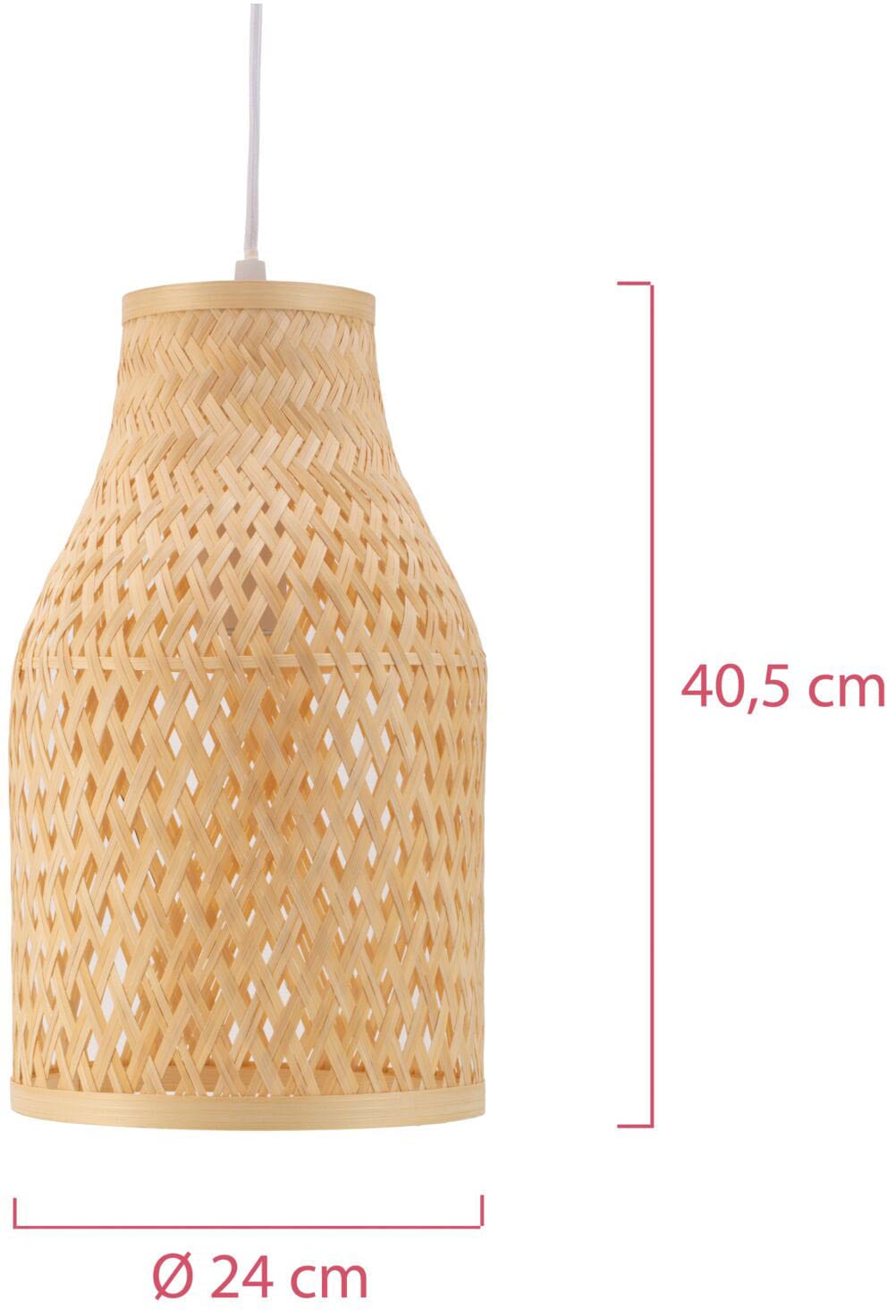 Pauleen Pendelleuchte »Woody Romance max20W Beige/Weiß 230V Bambus/Metall«, 1 flammig, Leuchtmittel E27 | ohne Leuchtmittel, E27