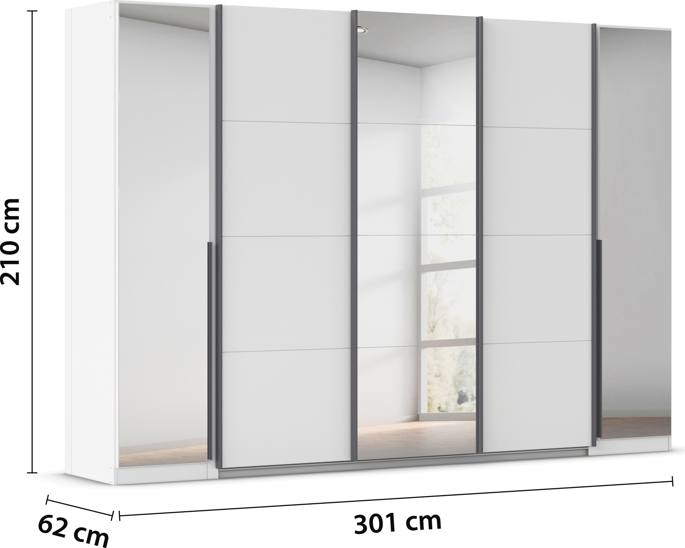 rauch Schwebetürenschrank »Agordo«, (im angesagten Mix aus Dreh- und Schwebetüren), optional mit Spiegel und zwei Griff-Farben MADE IN GERMANY