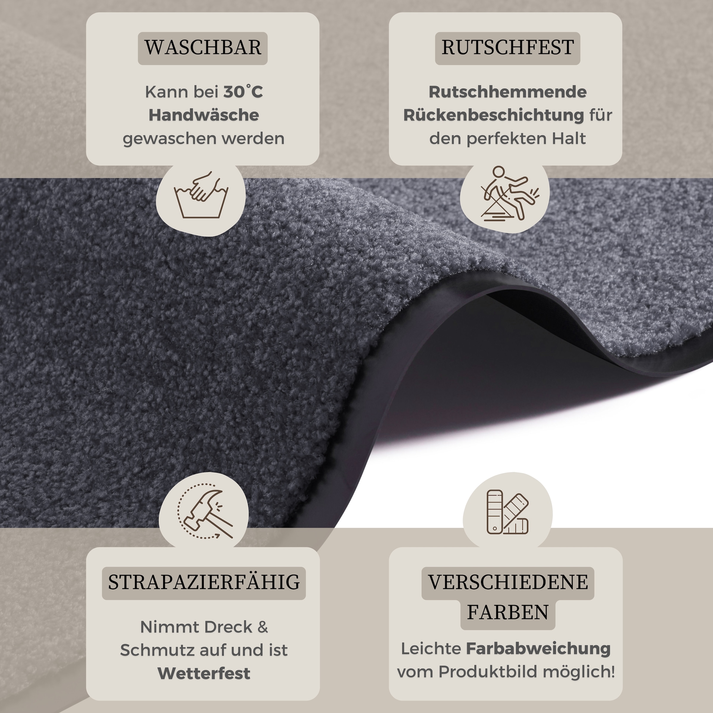 OTTO home Fußmatte »Clean & Walk« rechteckig 7 mm Höhe Schmutzfangmatte, Türmatte, In- und Outdoor, Teppich, Läufer, waschbar