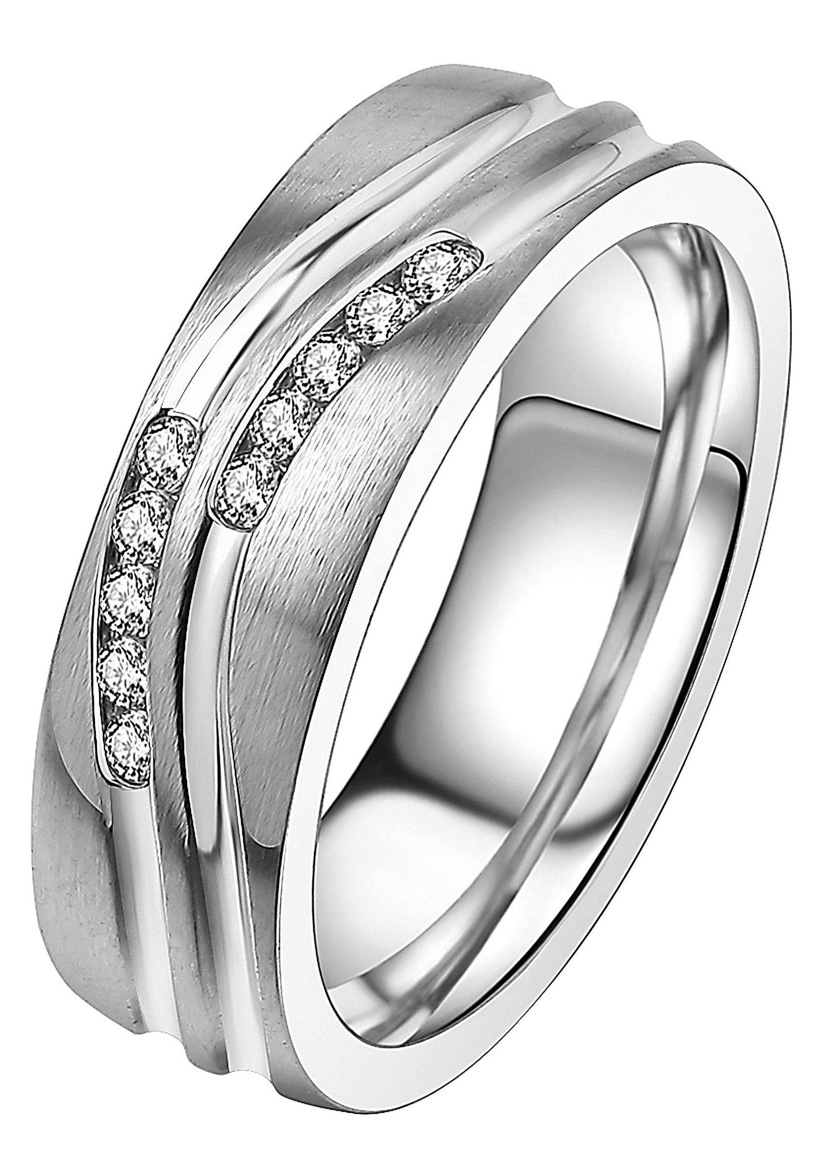 DOOSTI Trauring »Schmuck Geschenk Edelstahl Trauring Ehering Partnerring LIEBE«, Made in Germany, wahlweise mit oder ohne Zirkonia