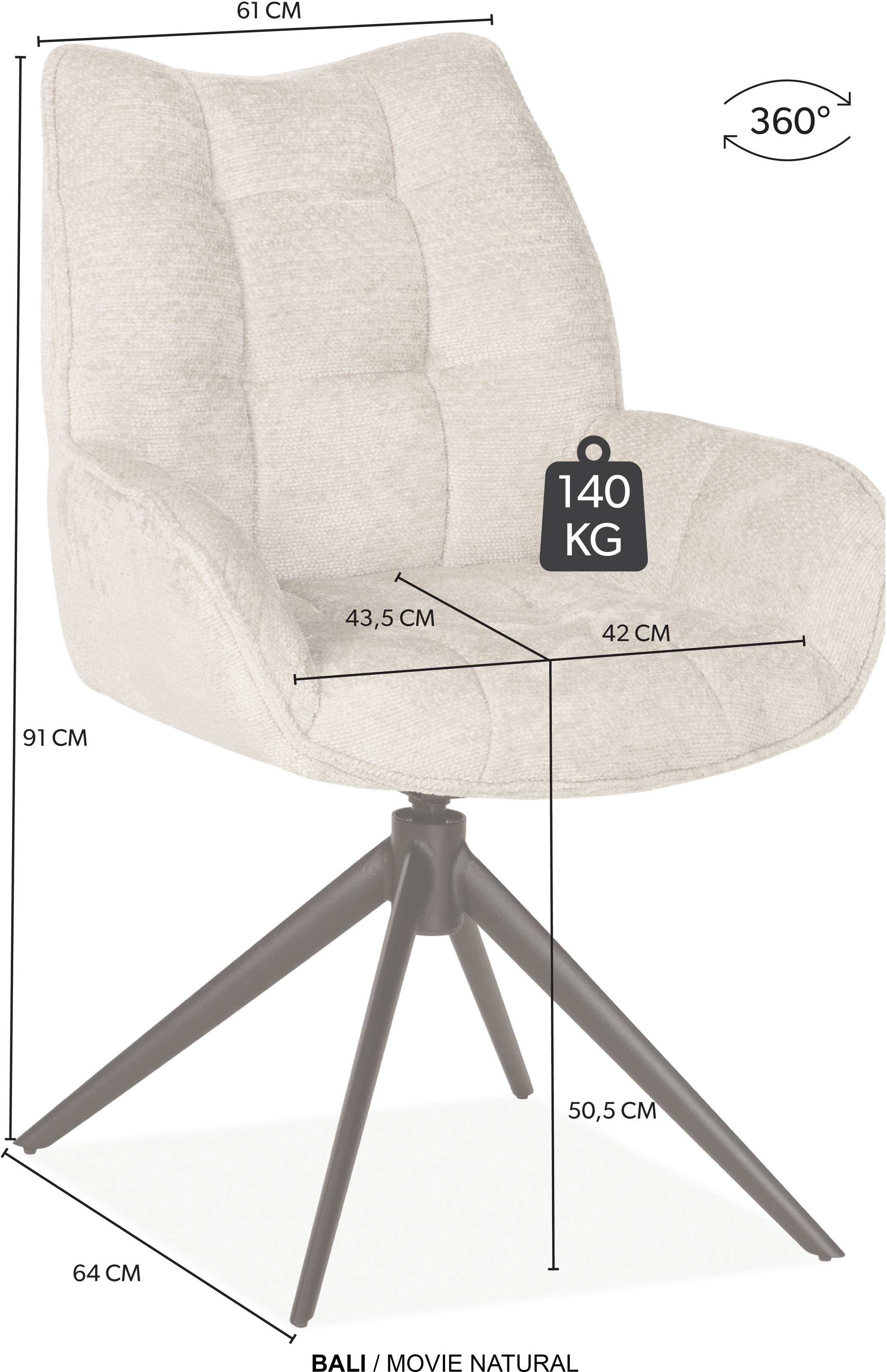 OMG Design Esszimmerstuhl »Bali« (Set) 2 Stk.Drehstuhl mit auto-return, Armlehnenstuhl