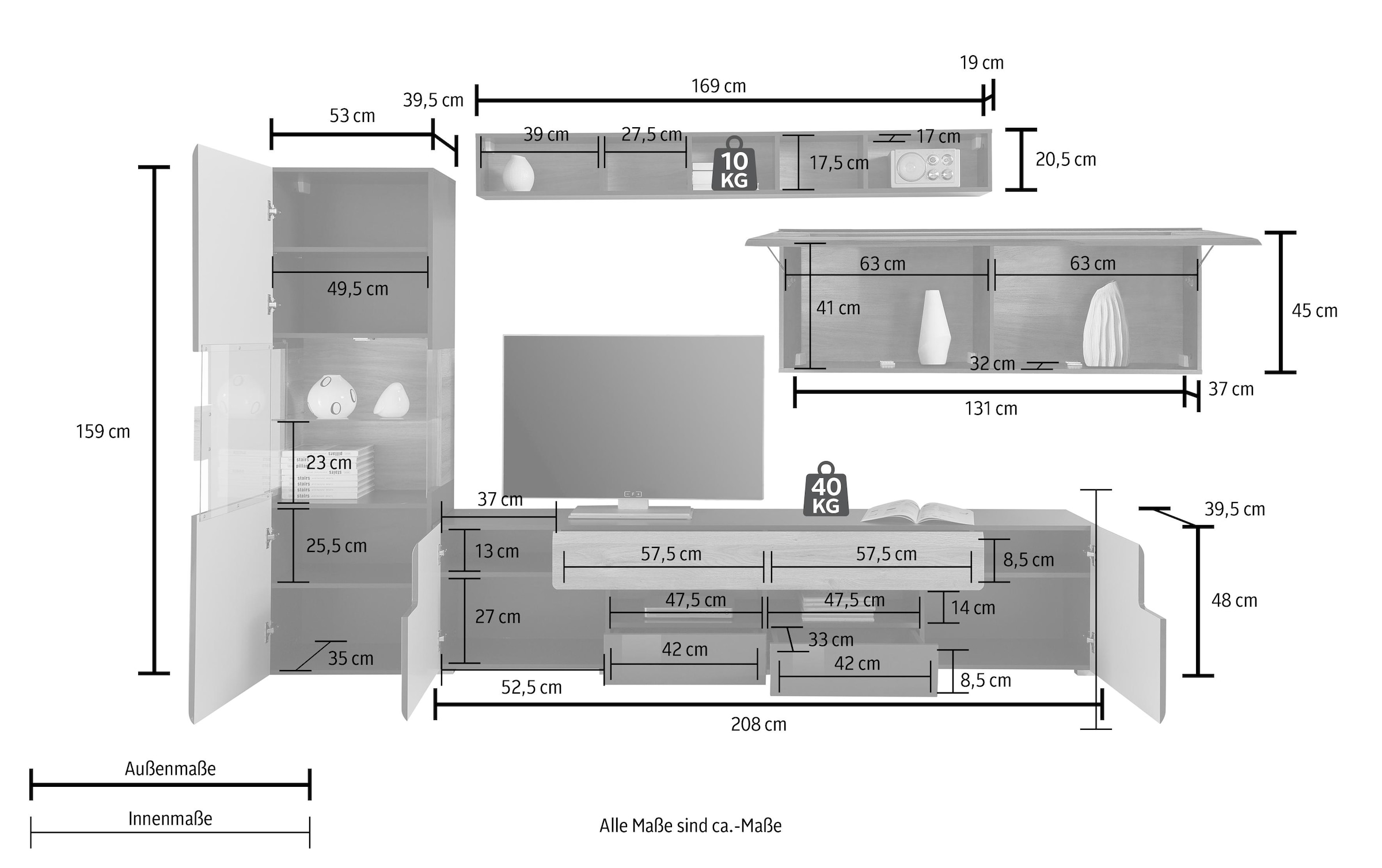 Helvetia Vitrine »Toledo«, Breite auf bestellen 131 cm Raten