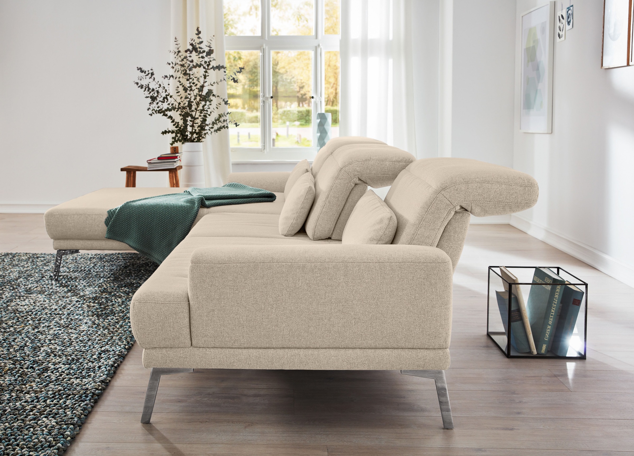 Musterring Ecksofa »MR 4580«, mit Kopf- und Sitztiefenverstellung, Metallfuß chrom, 288 x 193/220cm