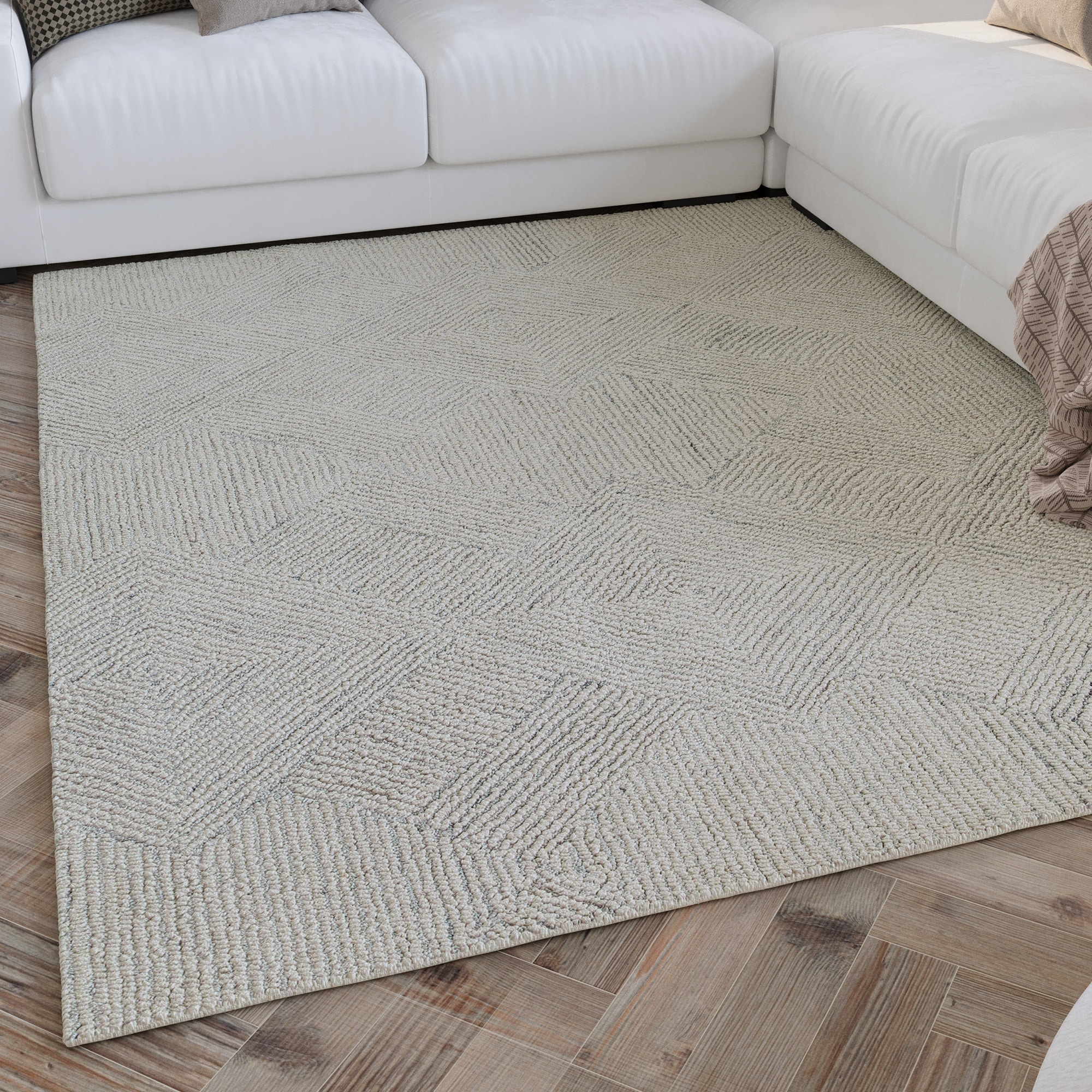 Wecon home Teppich »Hamptons THIRTYTHREE«, rechteckig, 15 mm Höhe, Läufer, Fasermix, Kurzflor, Wohnzimmer, elegant, robust, geometrisch