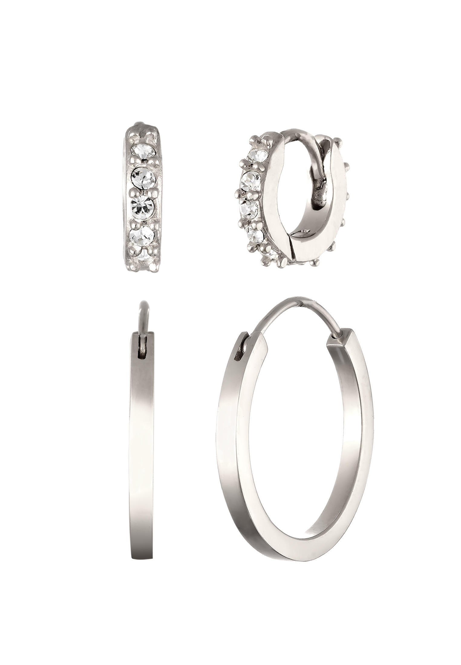 Elli Ohrstecker-Set »Ohrringe Creolen Set Weiß 925 Sterling Silber, mit Kristallen von Swarovski®«