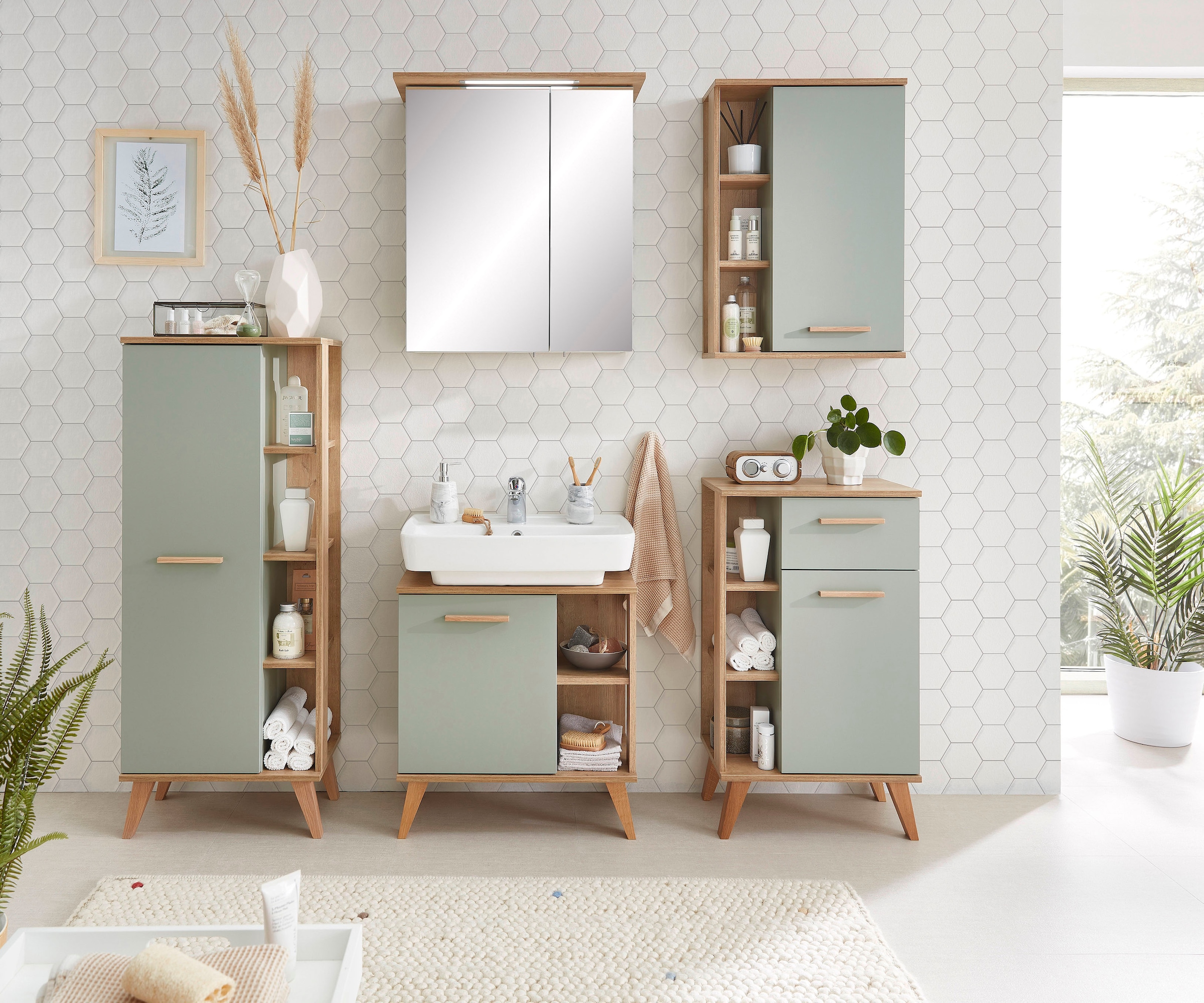 Saphir Unterschrank »Quickset Badschrank mit 1 Schublade, 1 Tür, seitlichen Ablagen«, Badezimmer-Unterschrank inkl. Türdämpfer, 50,5 cm breit