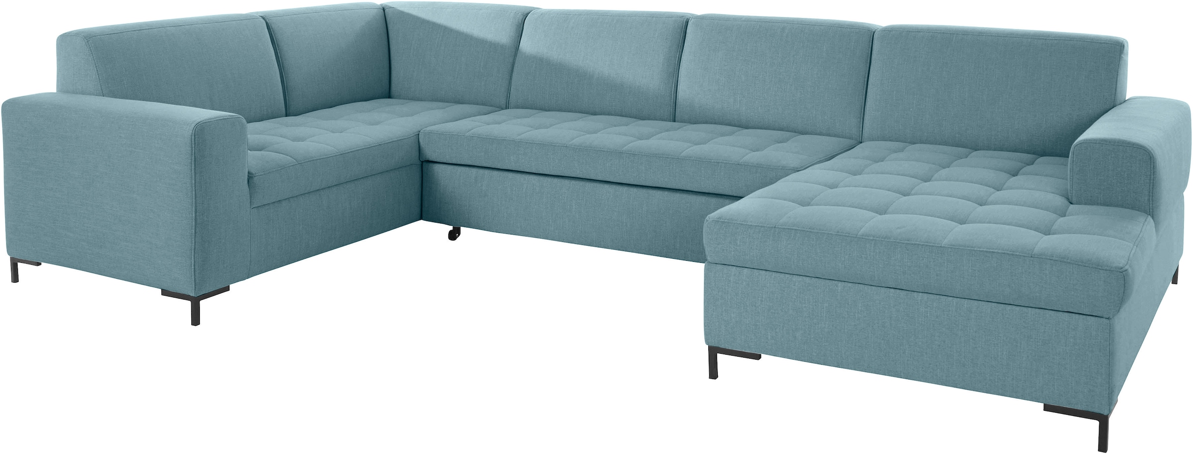 OTTO products Wohnlandschaft »Grazzo, aktuelle Steppung im Sitz, viel Platz, zeitlos, U-Form«, hochwertige Stoffe aus recyceltem Material, Steppung im Sitzbereich