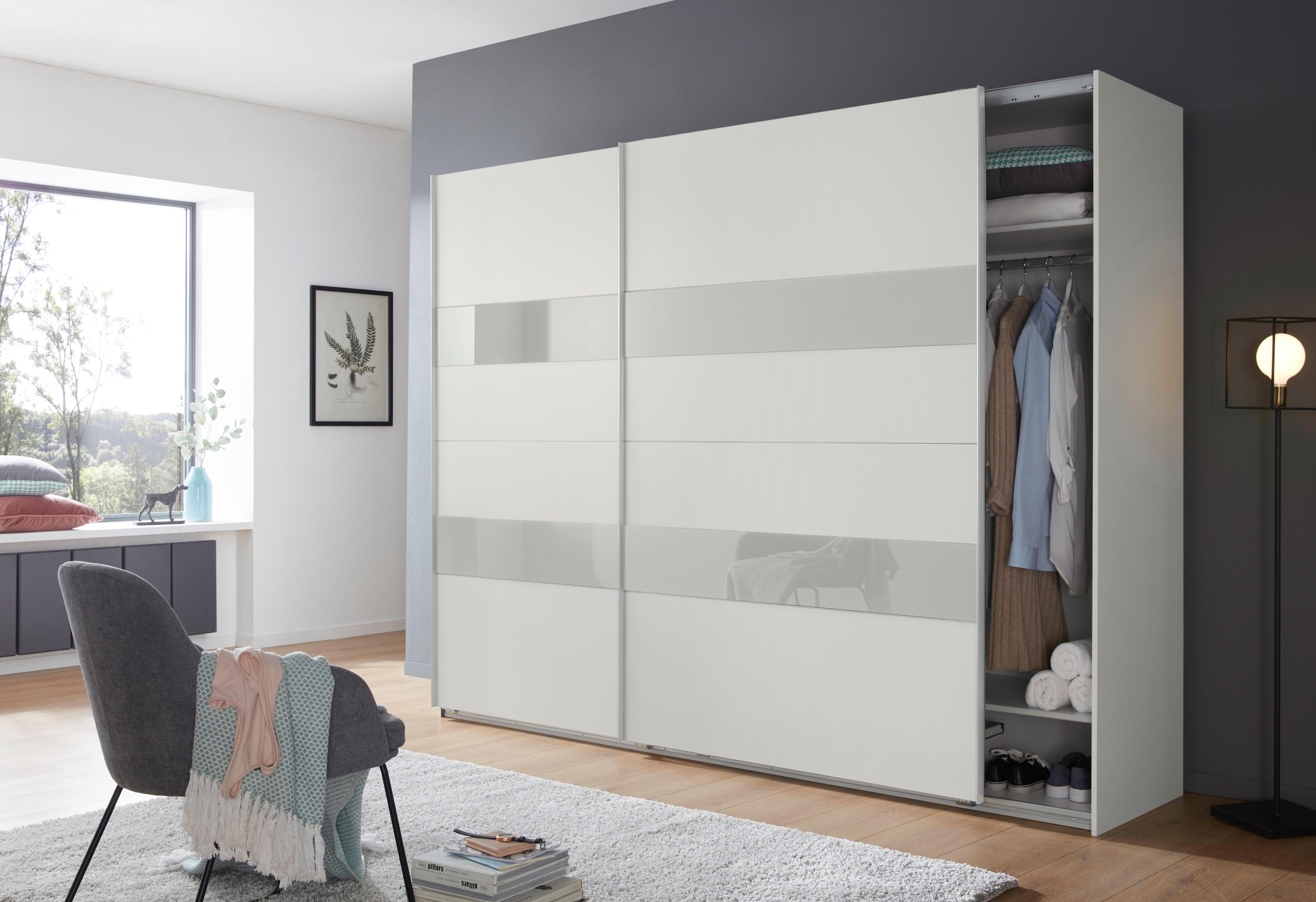 Wimex Schwebetürenschrank »Altona«, mit Glaselementen und zusätzlichen Einlegeböden