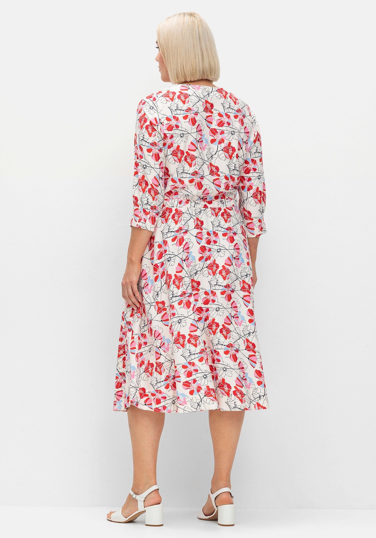 Sheego Druckkleid »Kleid mit Blütenprint und Taillen-Tunnelzug«