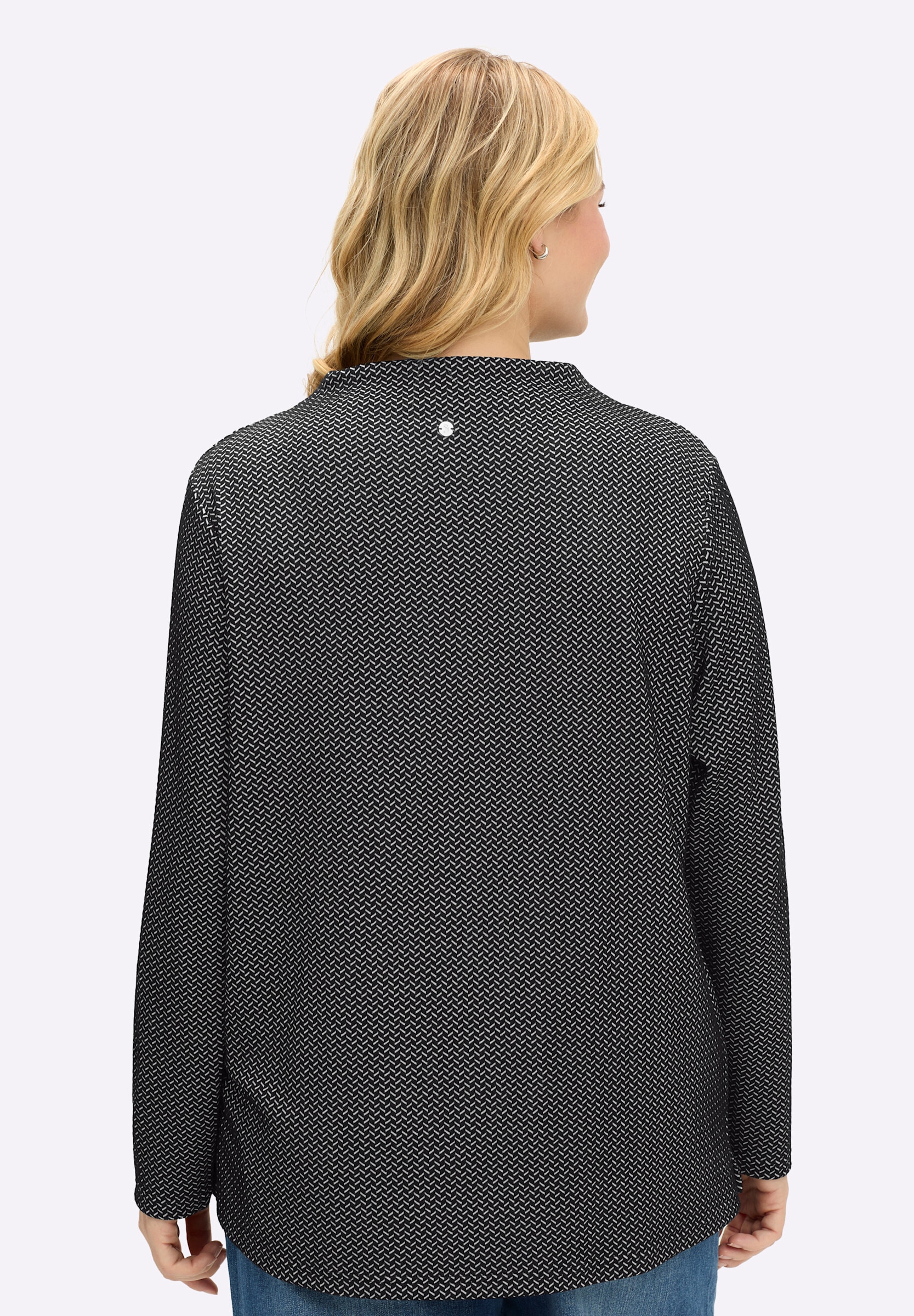 Sheego Sweatshirt »Sweatshirt Sweatshirt mit Fischgrät-Jacquardmuster«
