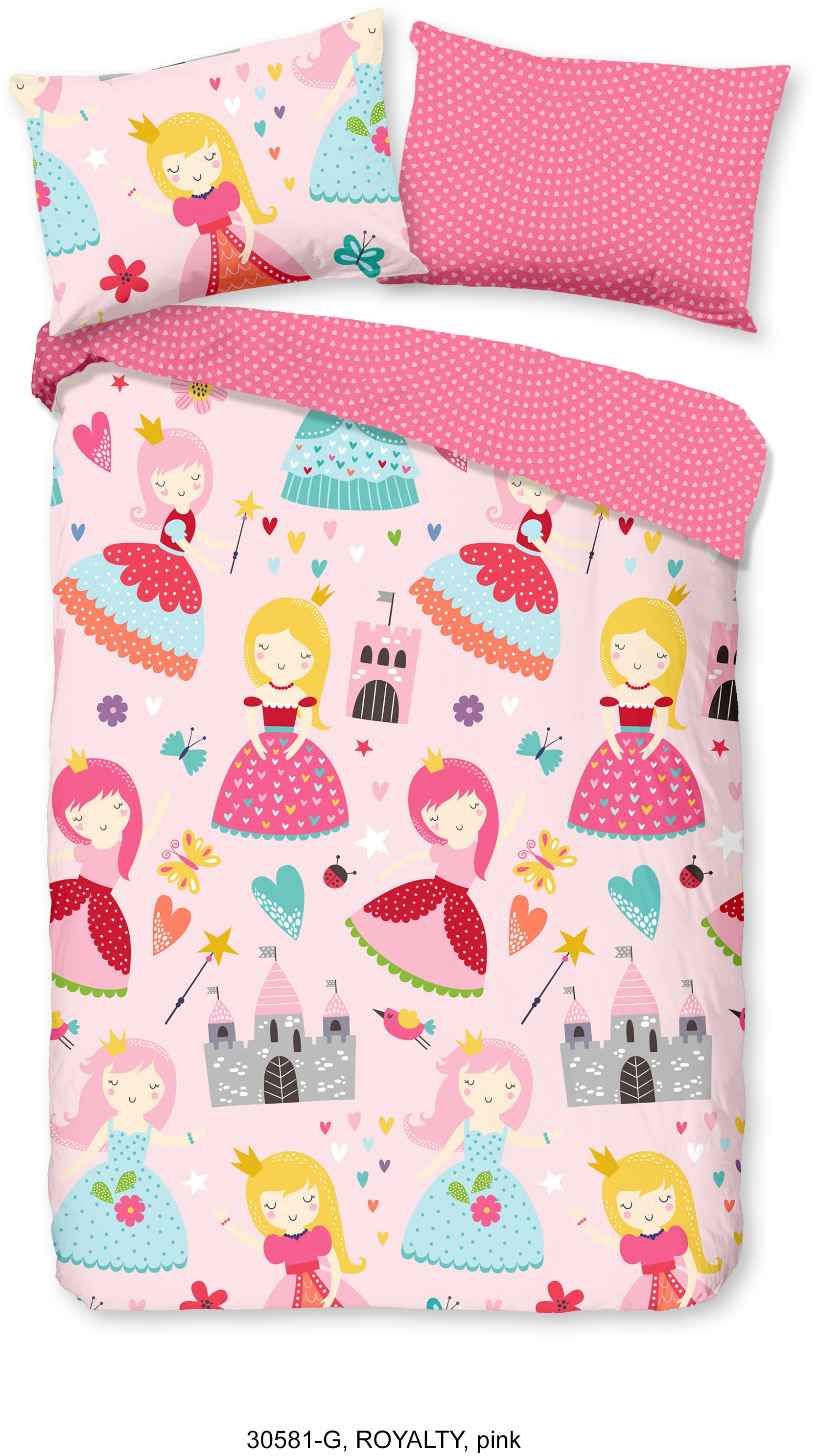 good morning Kinderbettwäsche »Royalty«, Baumwolle, 135x200, Reißverschluss, Wendeoptik, Kind, Mädchen, Rosa