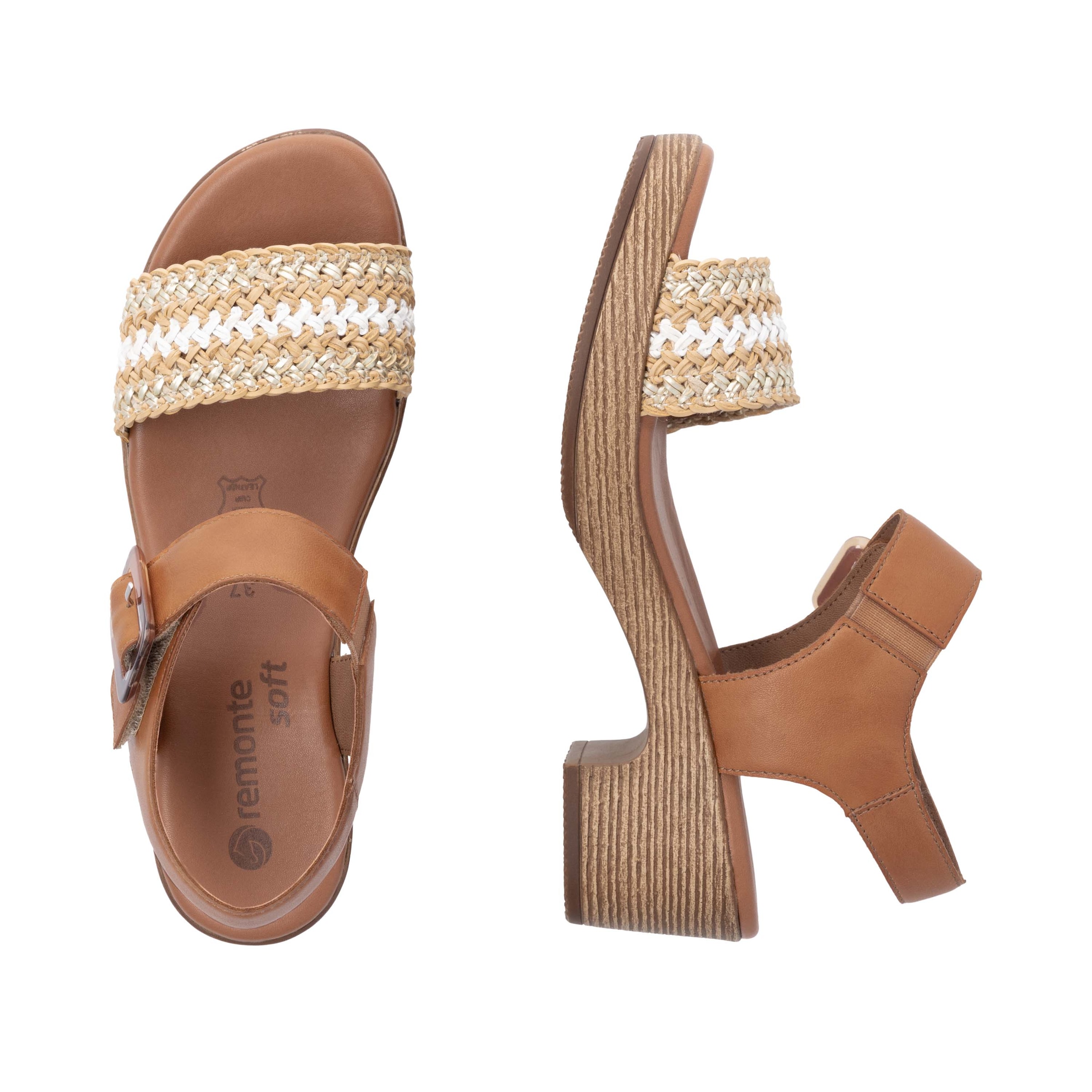 Remonte Sandalette, Blockabsatz, Plateau, Sandale, Sommerschuh mit Bandage in Bastoptik