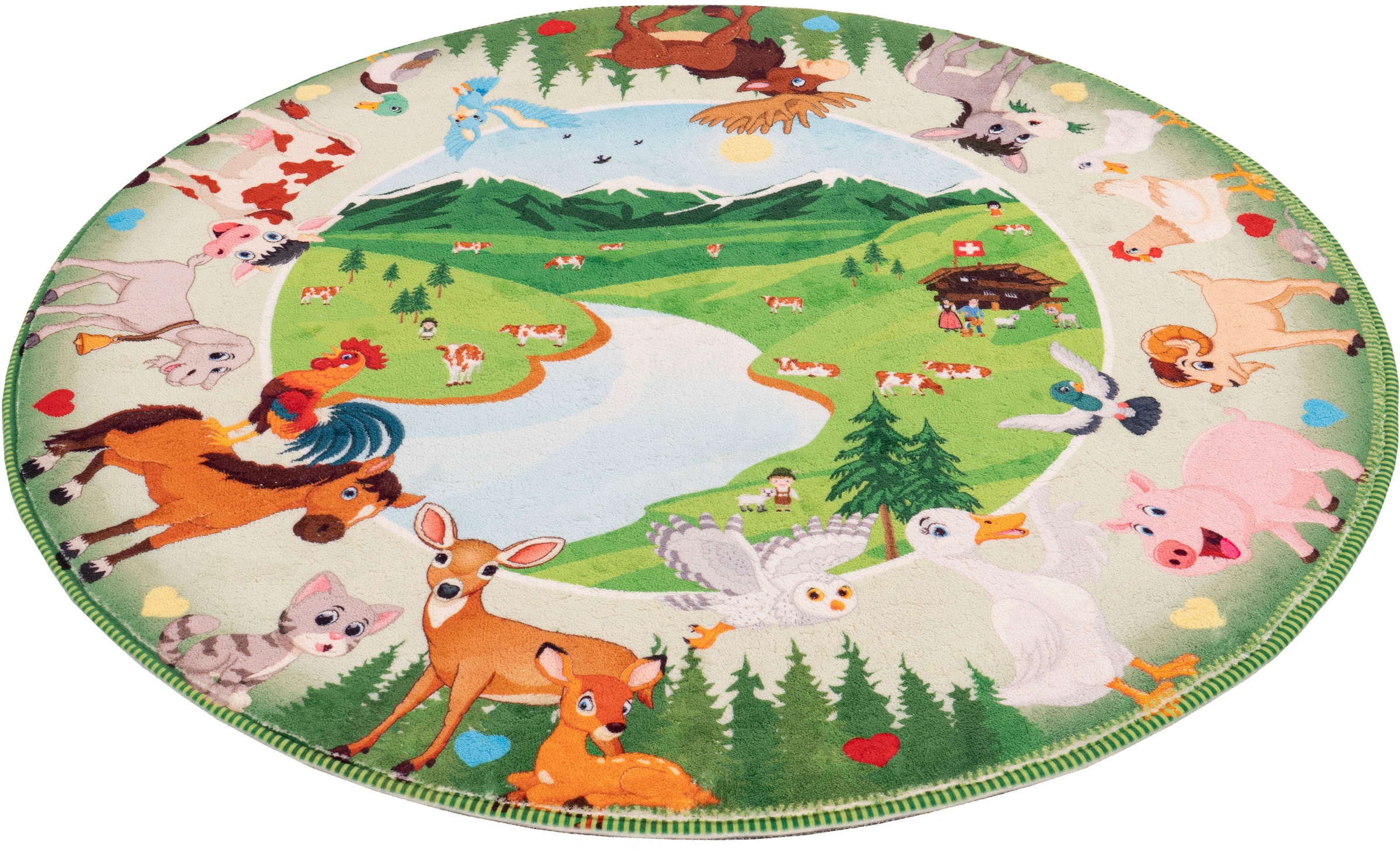 Obsession Kinderteppich »My Juno 476«, rund, 10 mm Höhe, Spielteppich, Motiv Tiere, Kinderzimmer