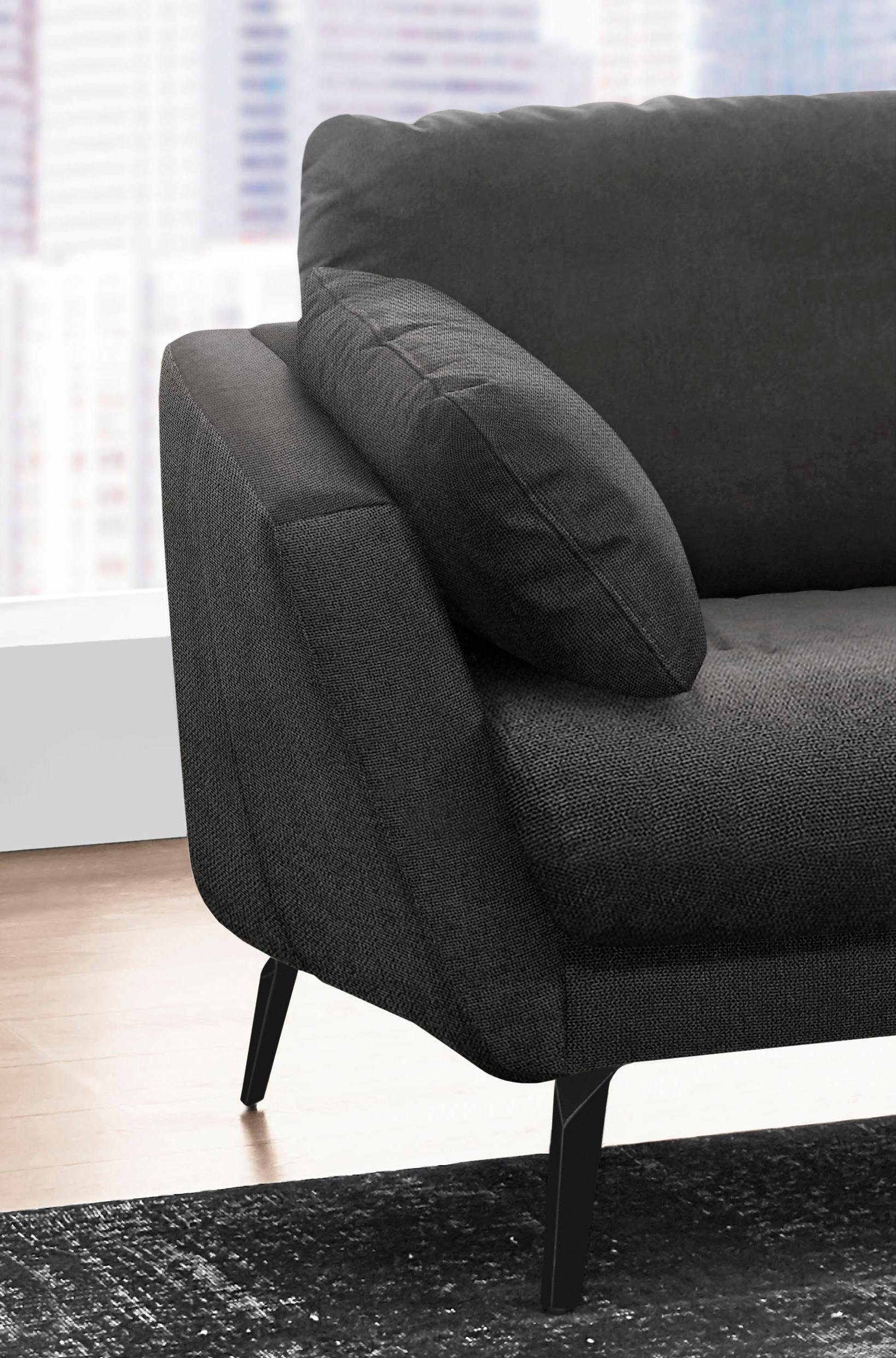 W.SCHILLIG Ecksofa »softy, toller Sitzkomfort, L-Form«, mit dekorativer Heftung im Sitz, Füße schwarz pulverbeschichtet