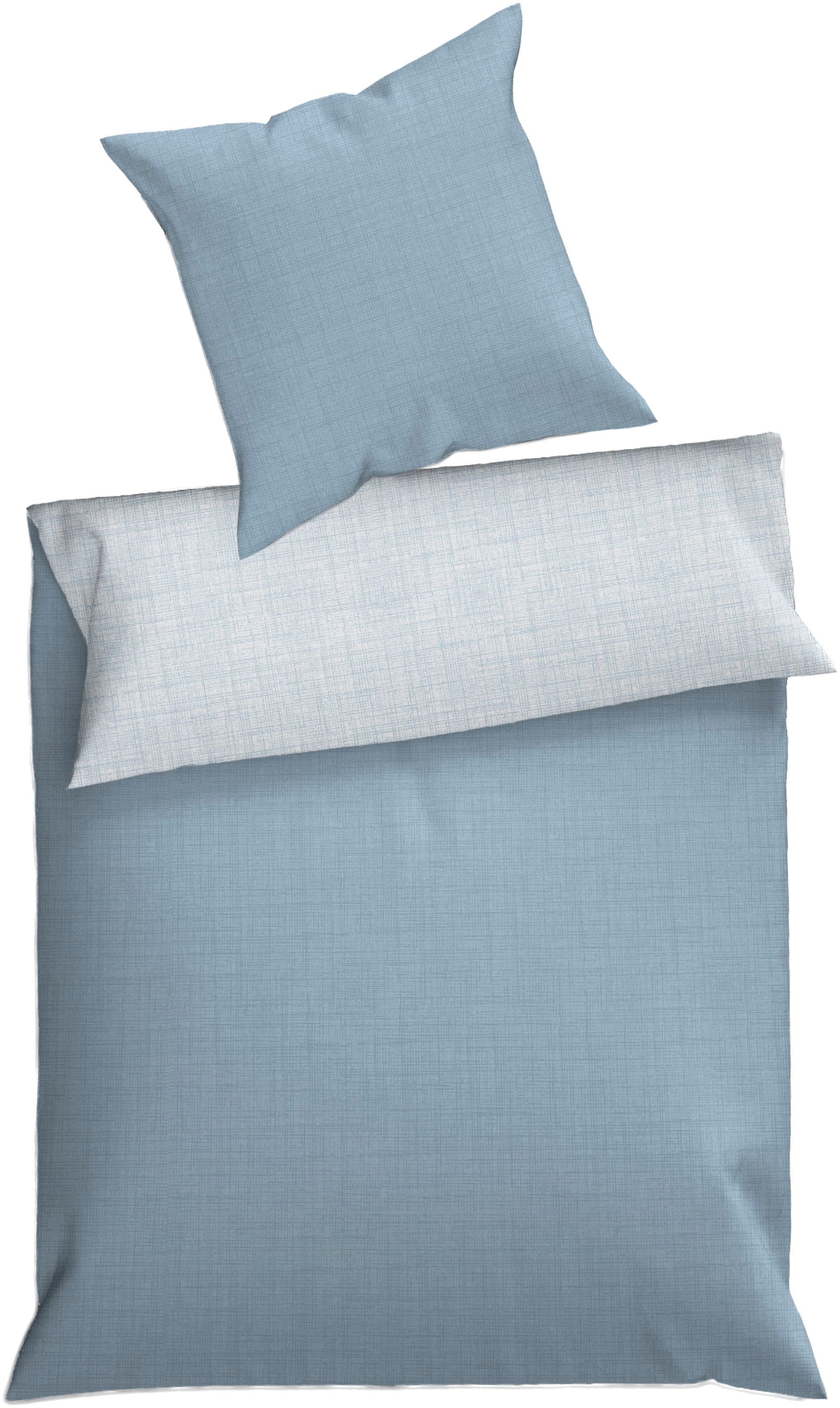 Dyckhoff Wendebettwäsche »Uni« 2 Stk. Baumwolle, Renforcé, 100x135, Baby, Unifarben Meerblau, Reißverschluss
