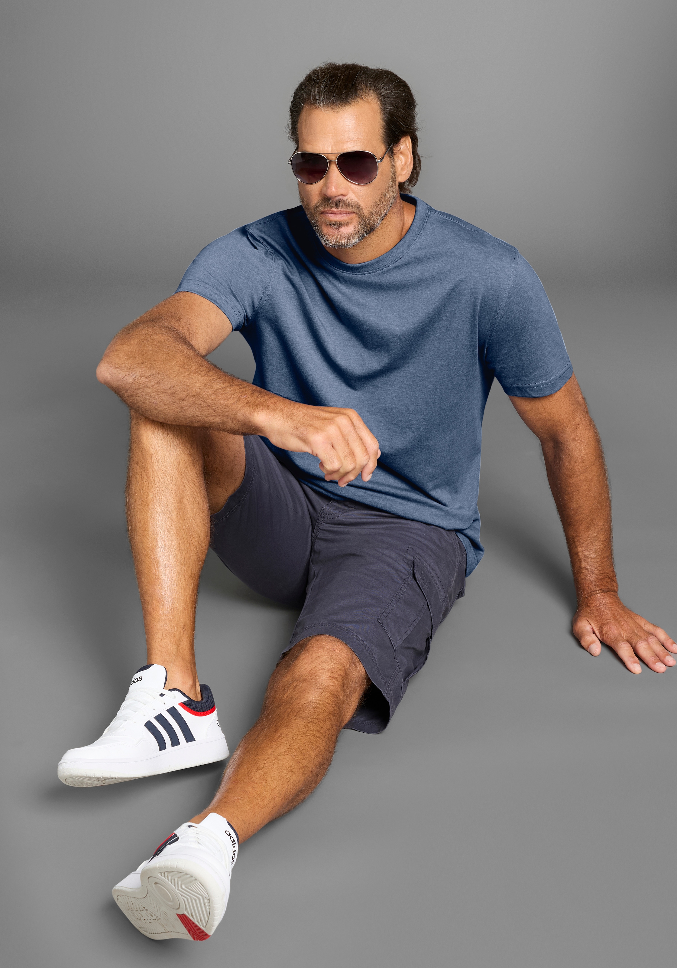 Man's World Rundhalsshirt, (2er-Pack), Kurzarm, Basic-Stil, aus Baumwollmischung, 2er-Pack