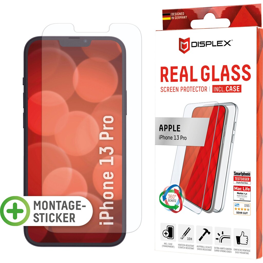 Displex Displayschutzfolie »DISPLEX Real Glass + Case für iPhone 13 Pro«