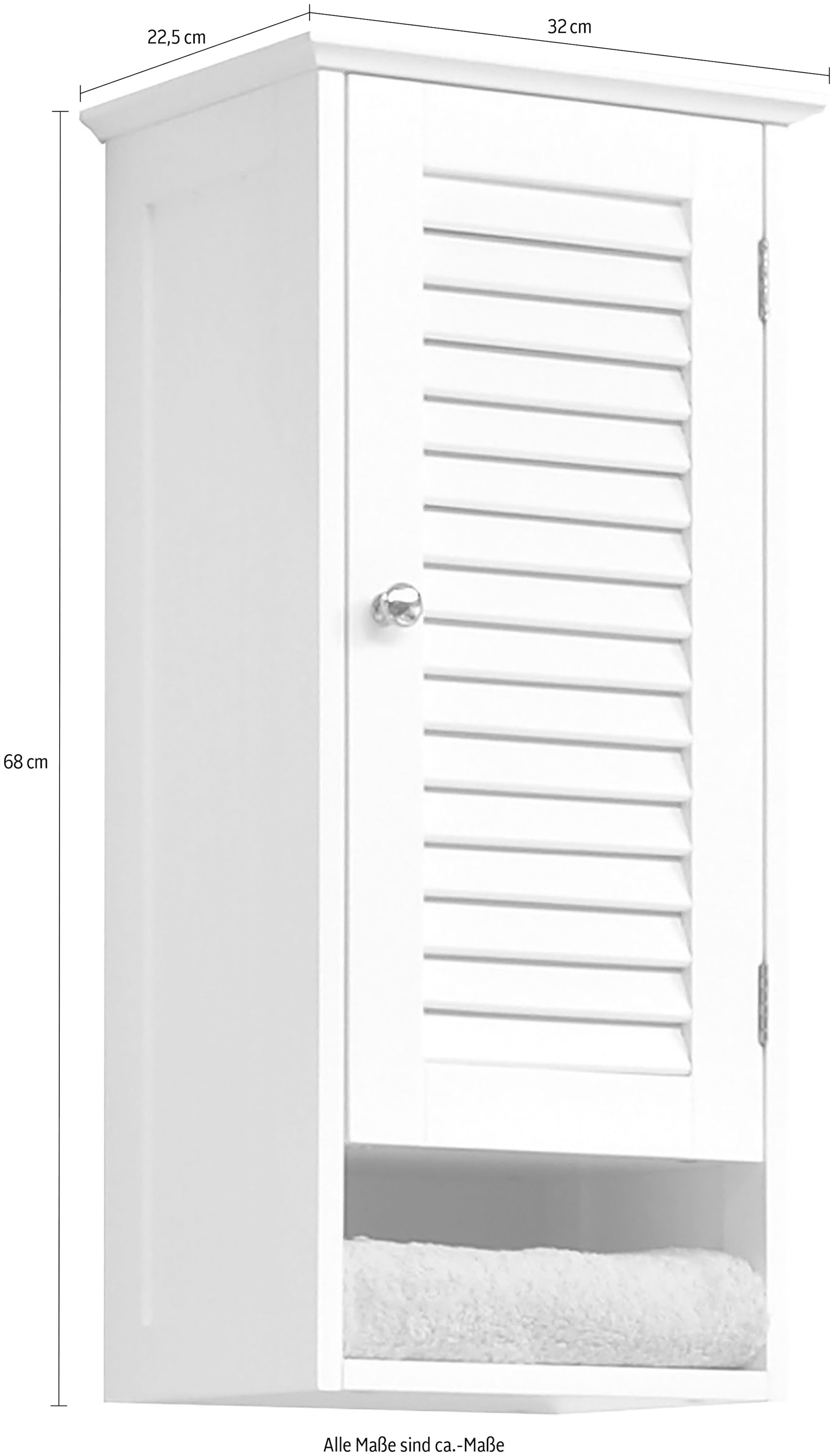 Saphir Hängeschrank »Quickset 928 Wand-Badschrank, 1 Tür, 1 Einlegeboden, 1 Nische«, Badezimmer-Hängeschrank, 32 cm breit, Weiß, Landhaus-Stil