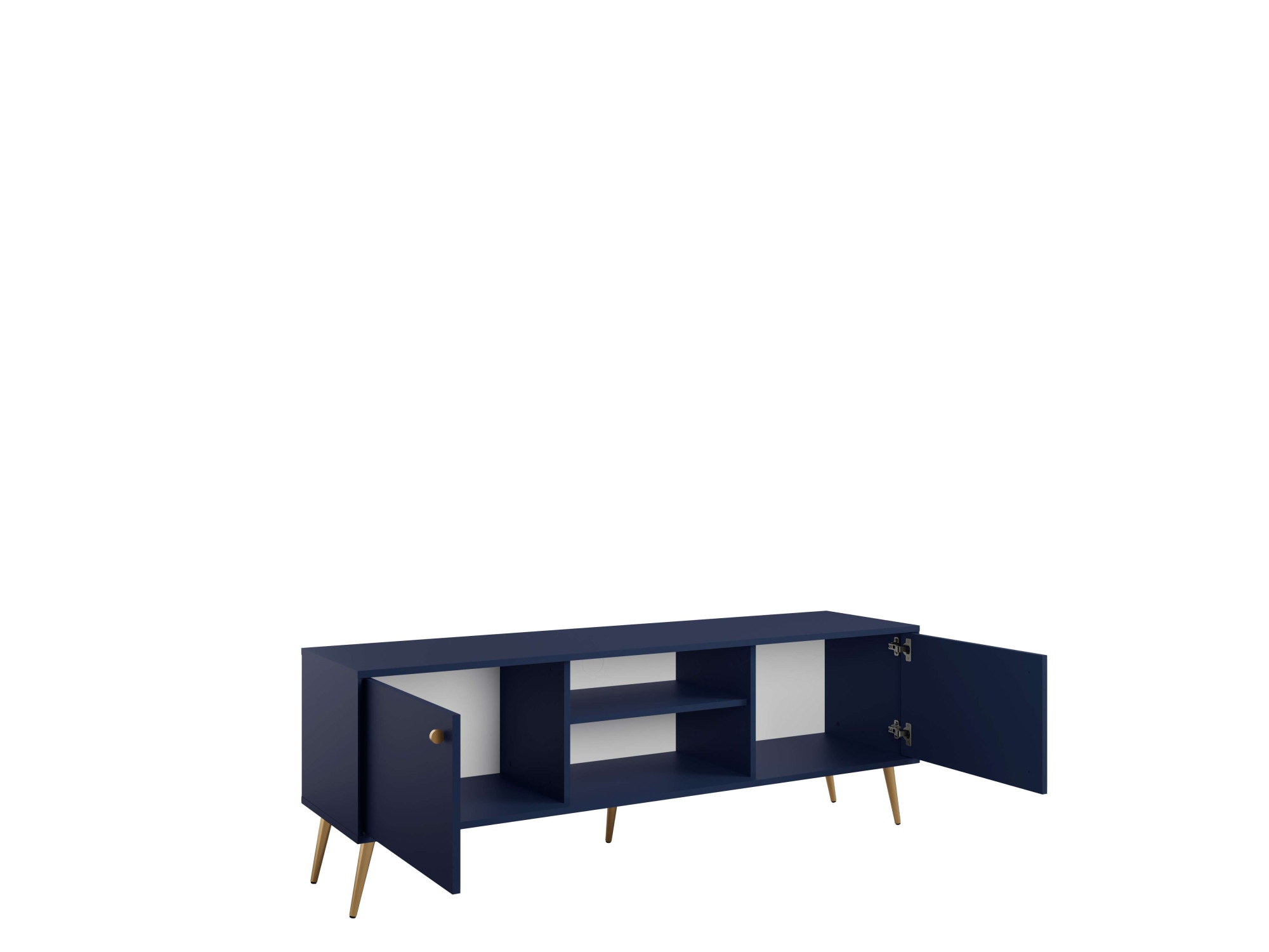 Home affaire Lowboard »ROMILDA TV-Schrank mit 2 Türen und einem Fach, B/T/H: 156/40,5/54,8 cm« Dunkelblaue TV-Kommode mit goldenen Akzenten, viel Stauraum