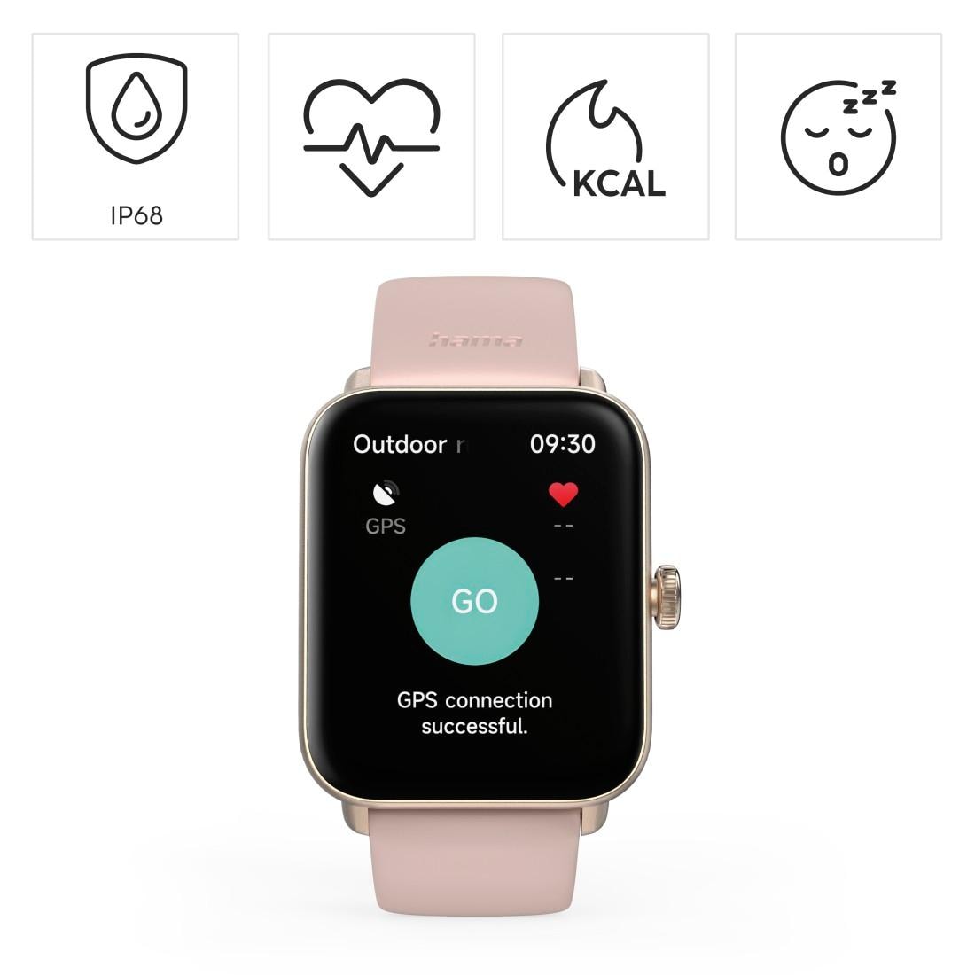 Hama Smartwatch »Smartwatch 1,65“ mit GPS (Fitness, Puls, wasserdicht)«(/ 1,65 ″)