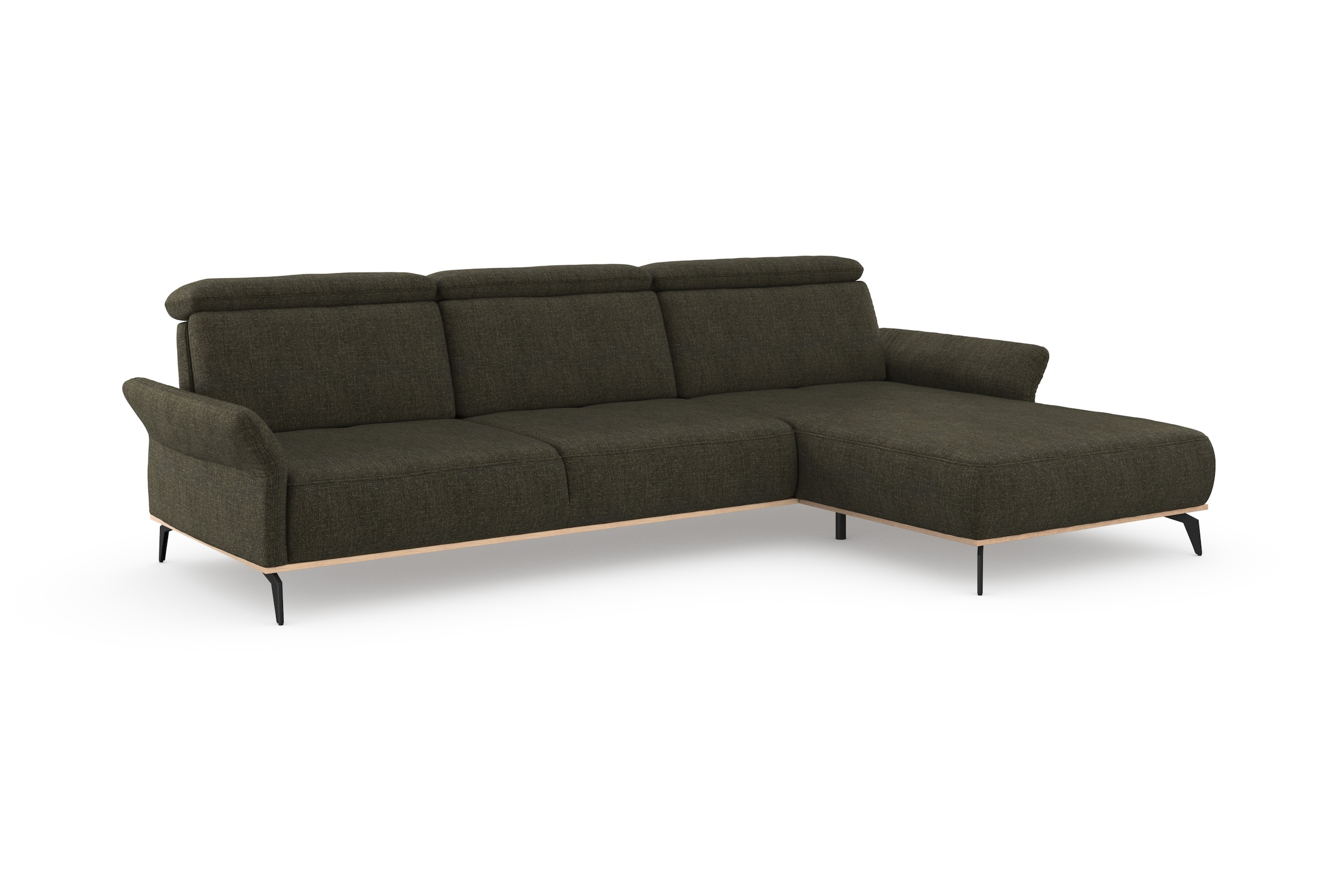 Places of Style Ecksofa »Fjord L-Form«, massiv, wahlweise mit Armlehnfunktion, Kopf- Sitztiefenverstellung