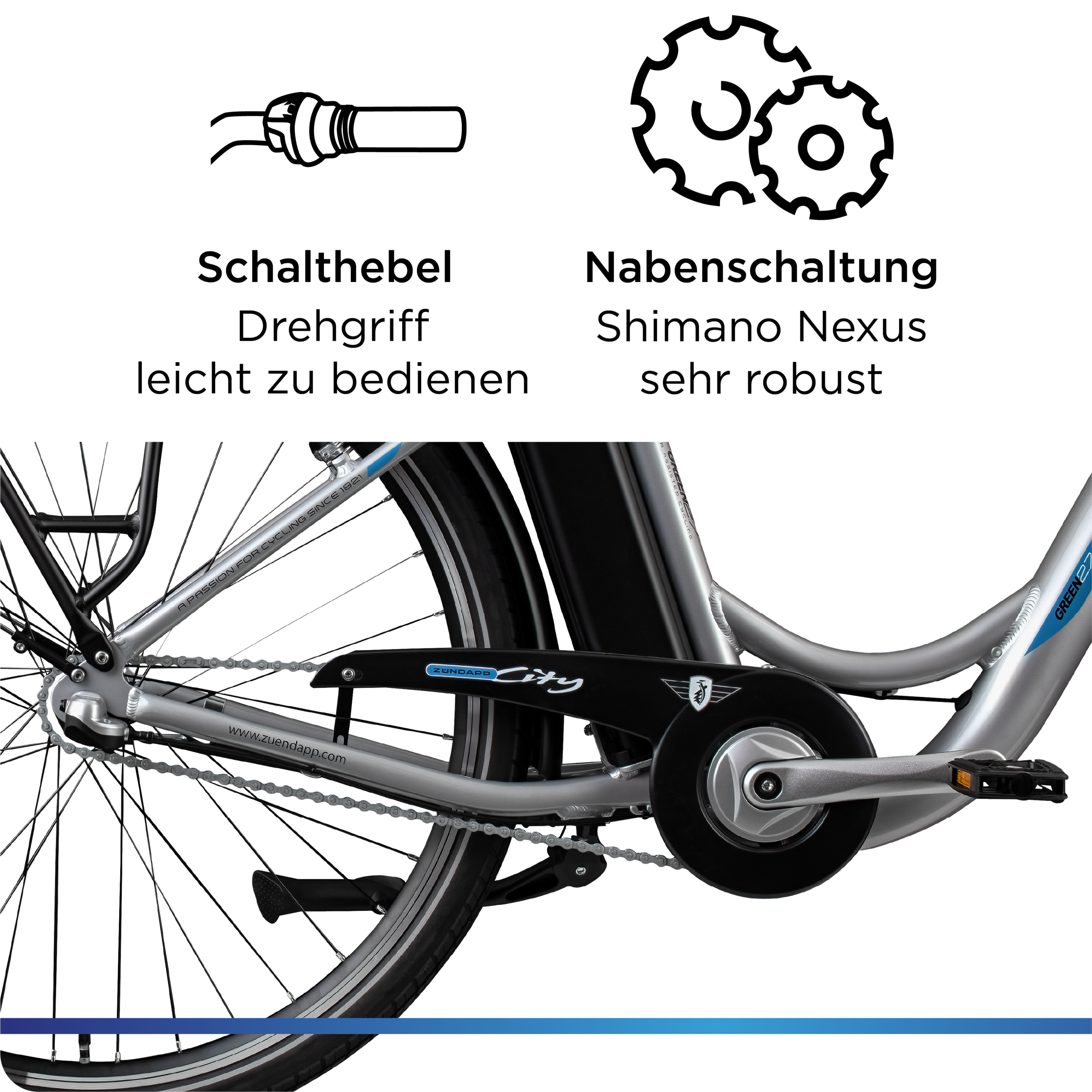 Zündapp »Green 2.7« 3 Gang Nabenschaltung Frontmotor 250 W Pedelec, Elektrofahrrad für Damen u. Herren
