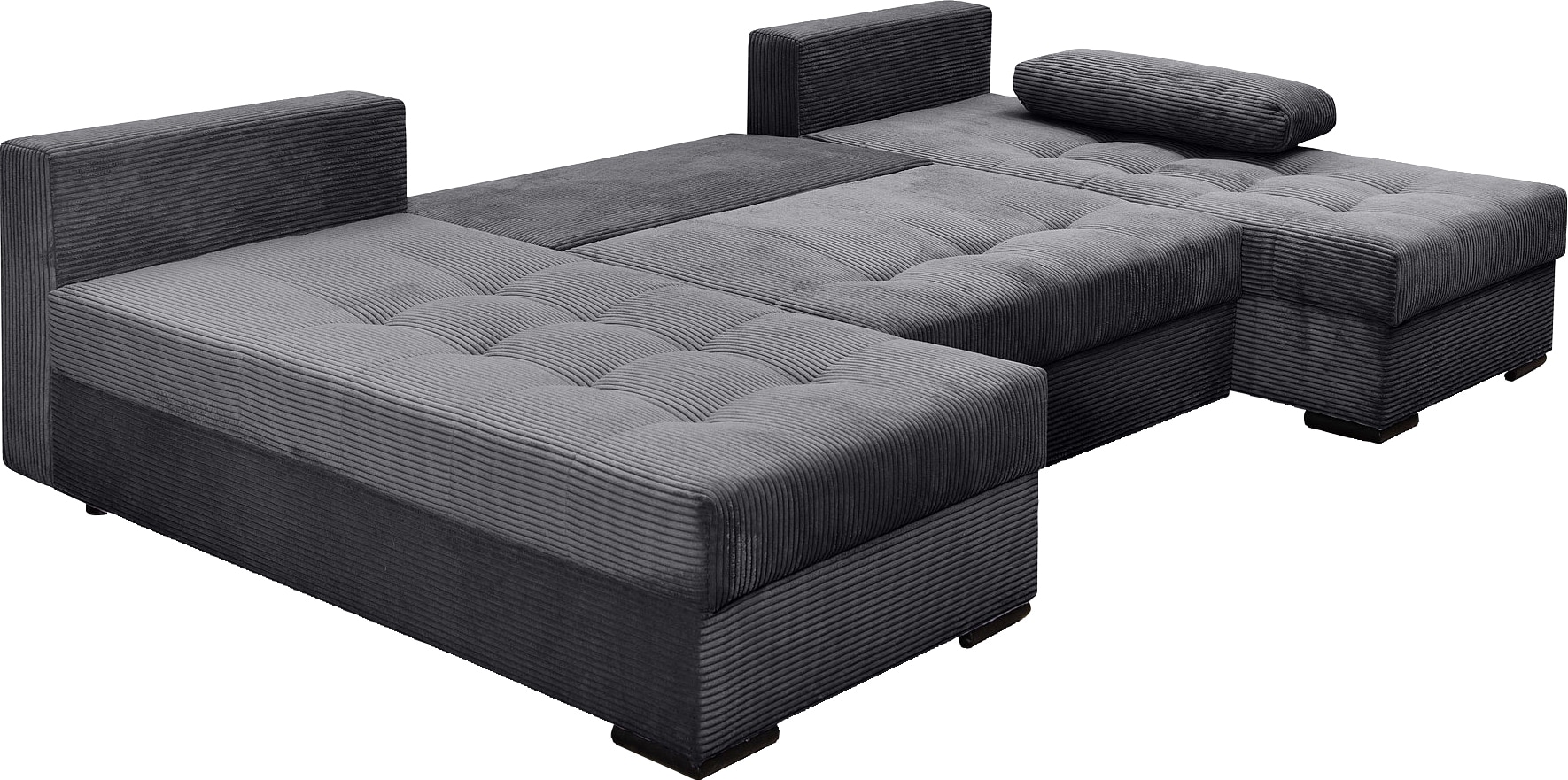 COLLECTION AB Wohnlandschaft »Josy, U-Form, Schlafsofa mit Bettkasten«, (Cord-/Mix), flexible Recamiere, Breite: 269cm, inklusive Rückenkissen, Cord