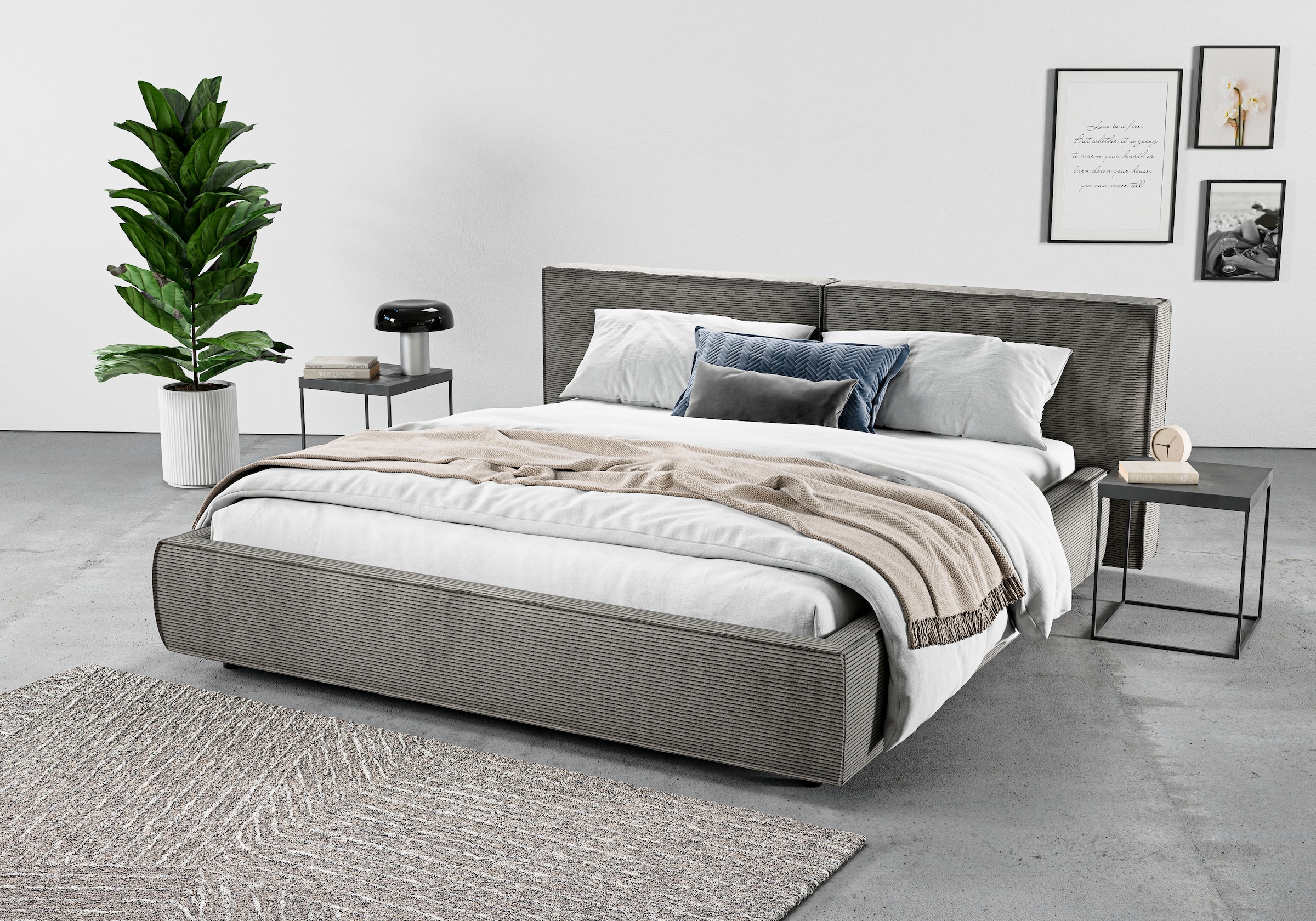 Home affaire Polsterbett »Adrina mit Biesenoptik, Feincord und Luxus-Microfaser« bis 280kg, auch in Überlänge 220 cm, 4 Breiten bis 200cm