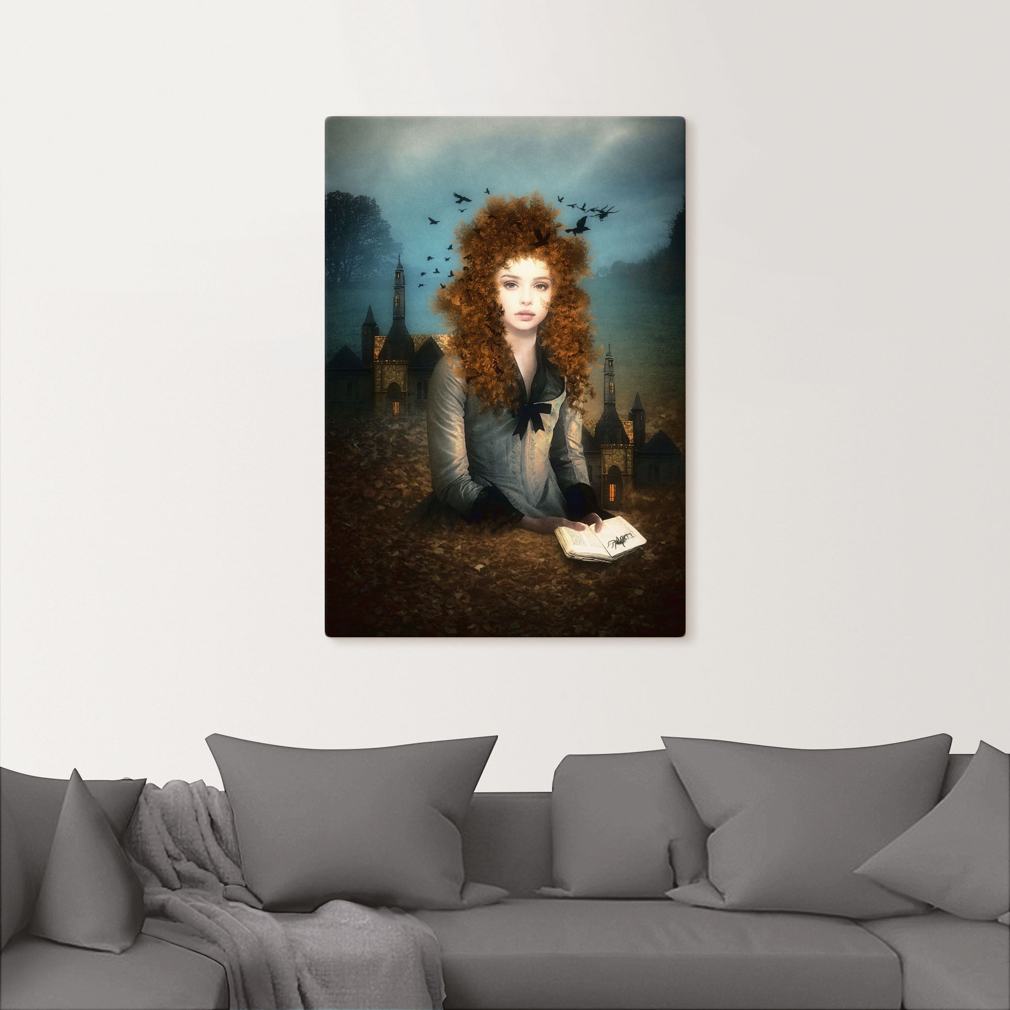 Artland Wandbild »Abendlektüre«, als Fantasy, Rechnung (1 Poster Alubild, in auf St.), Wandaufkleber oder Größen Dark versch. bestellen Leinwandbild